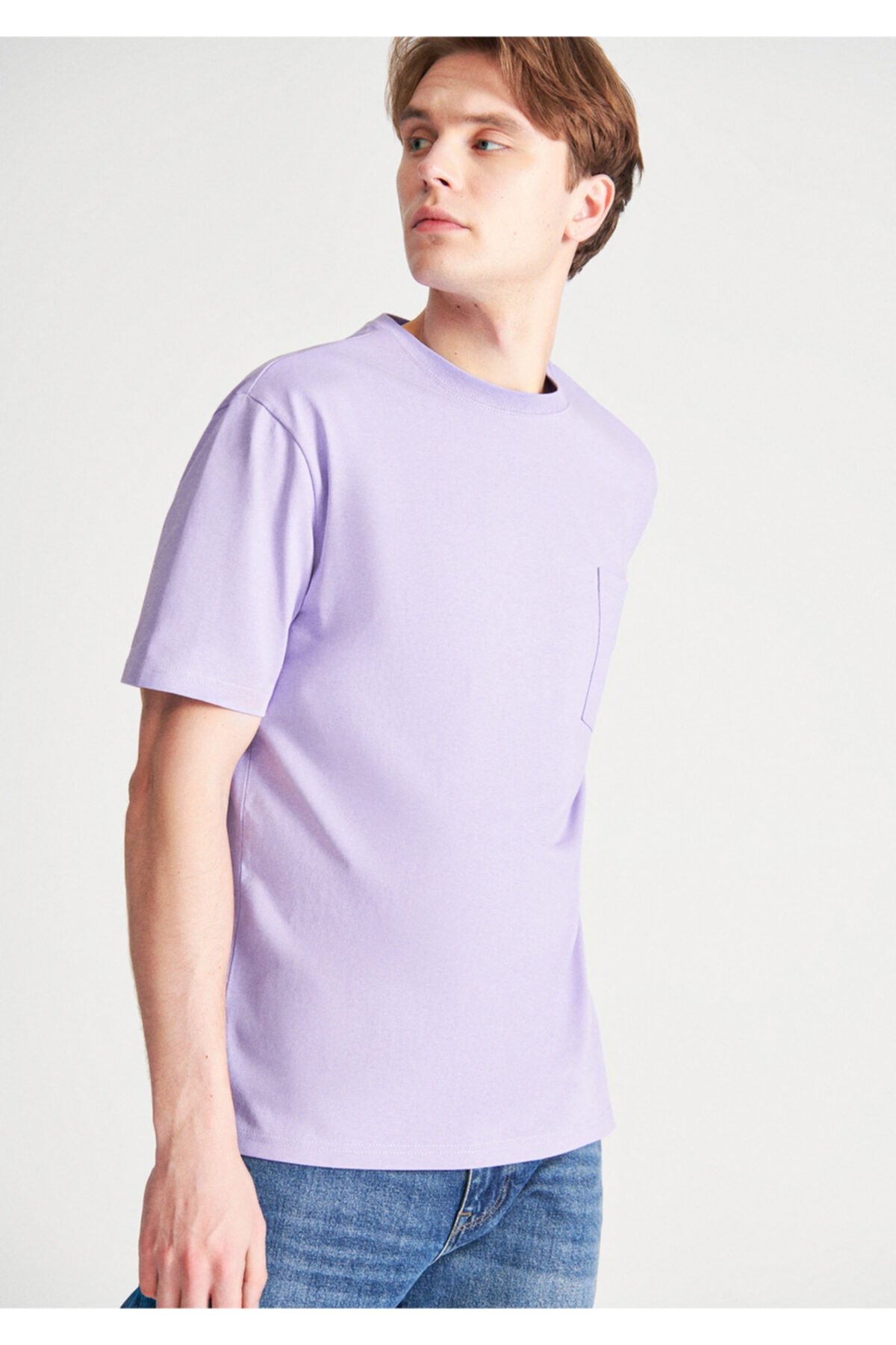 Cepli Lila Basic Tişört Loose Fit / Bol Rahat Kesim 066248-70542