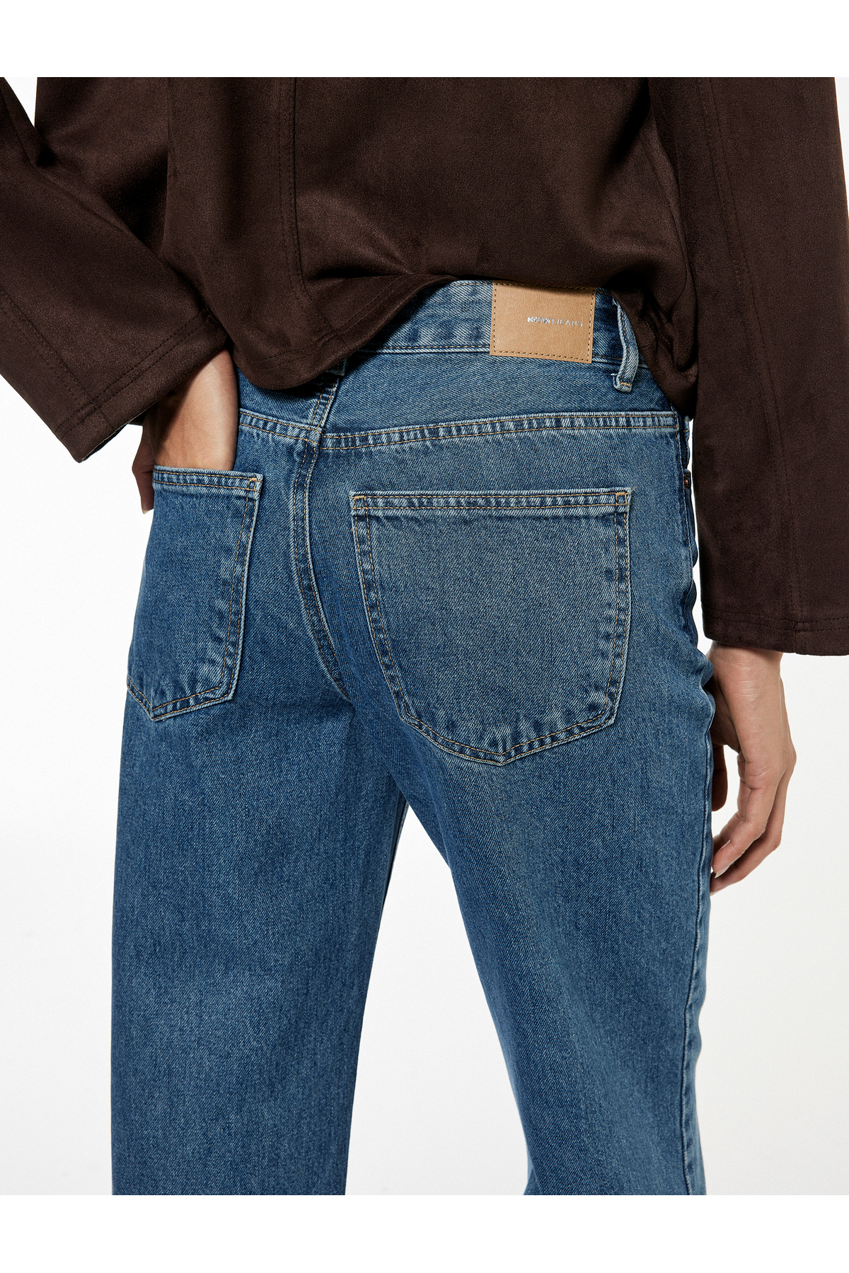 Cepli Standart Bel Düz Paça Jean Pantolon - Straight Fit Jeans