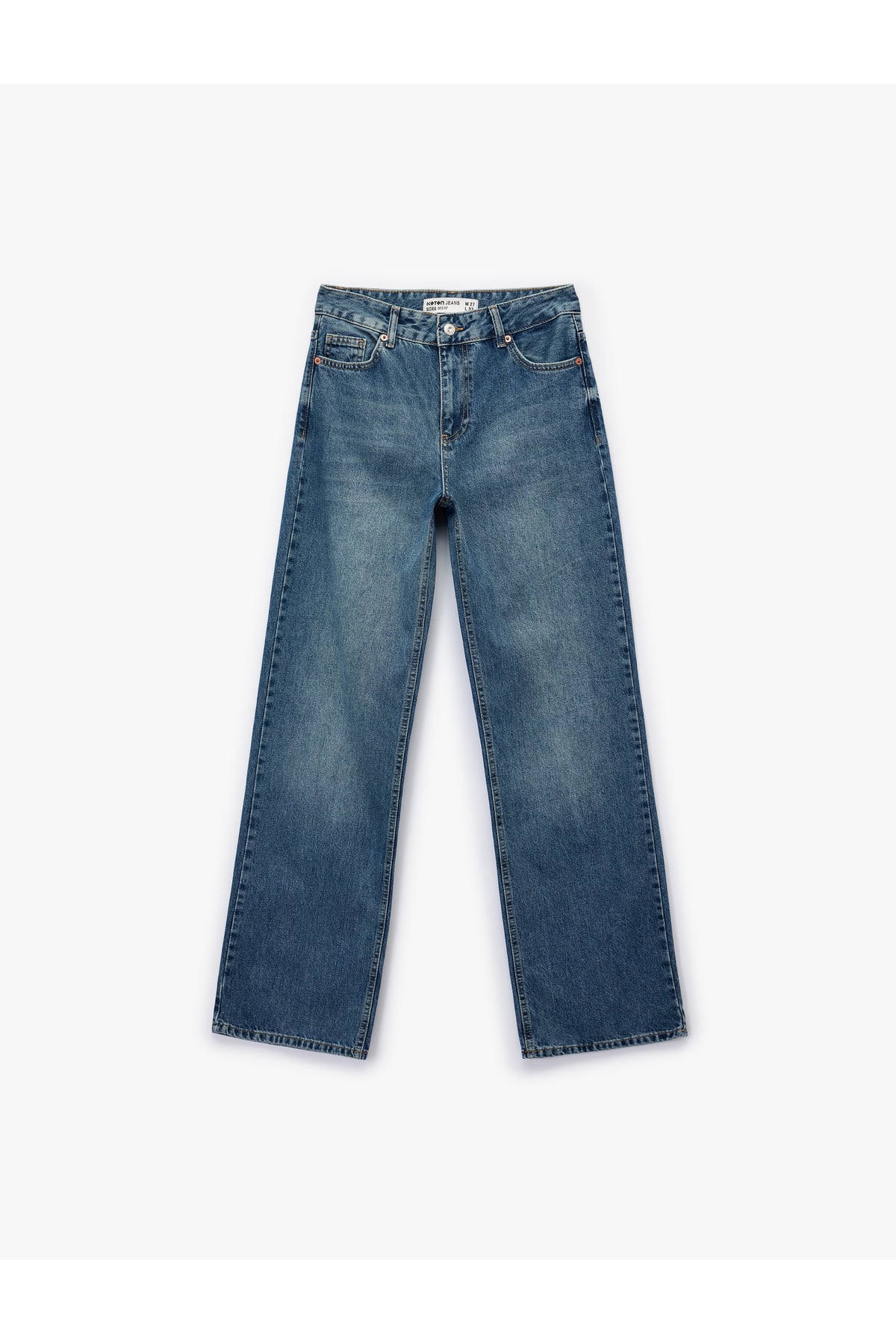 Cepli Standart Bel Düz Paça Jean Pantolon - Straight Fit Jeans