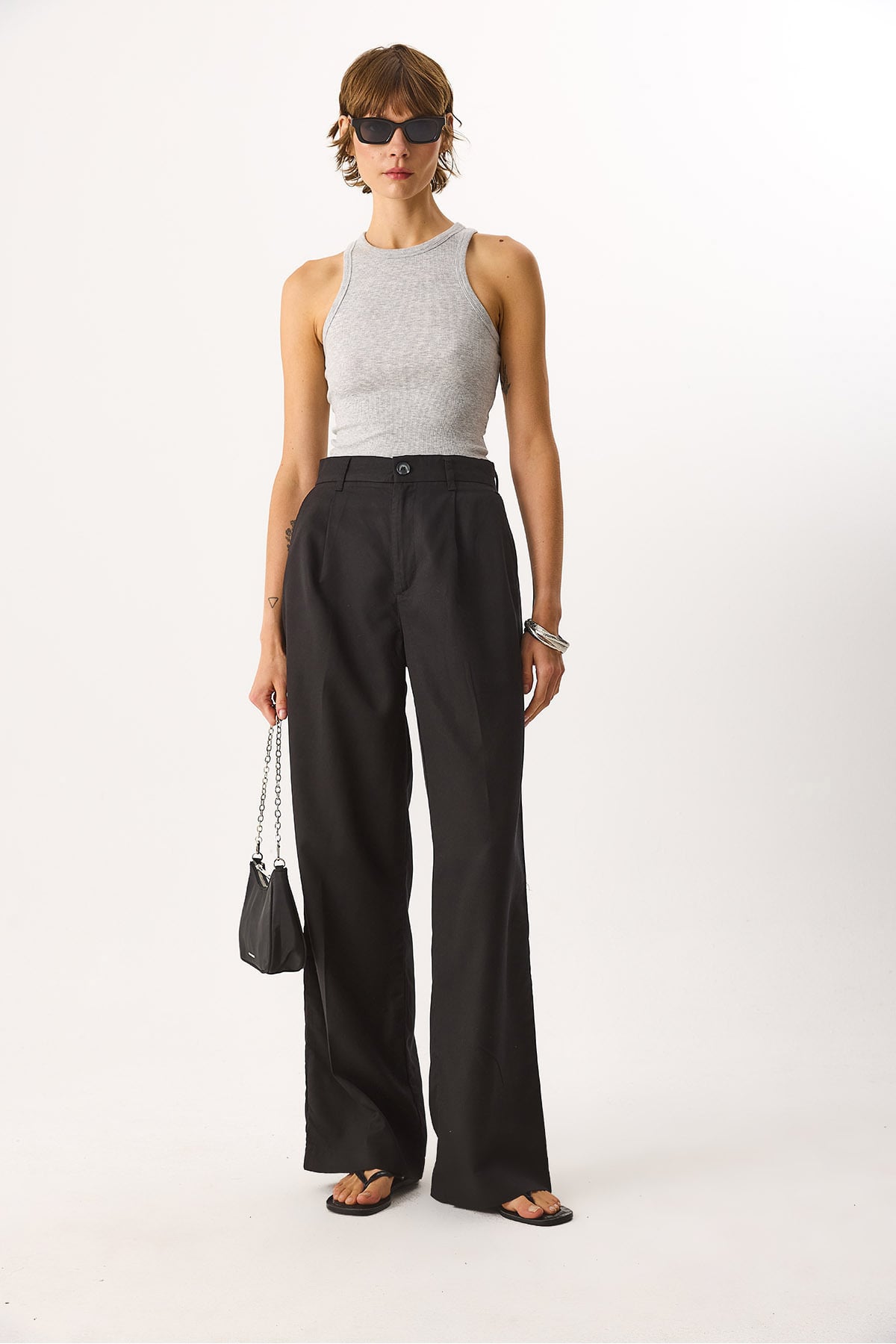 Chloe Wide Leg Palazzo %100 Lyocell Pantolon - SİYAH