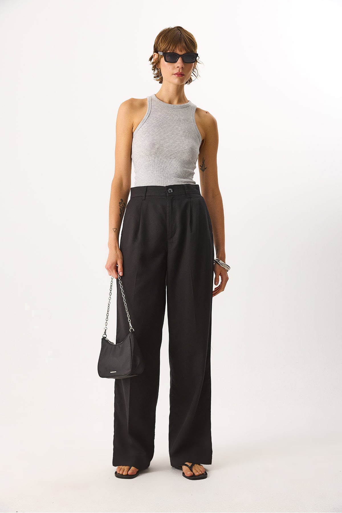 Chloe Wide Leg Palazzo %100 Lyocell Pantolon - SİYAH