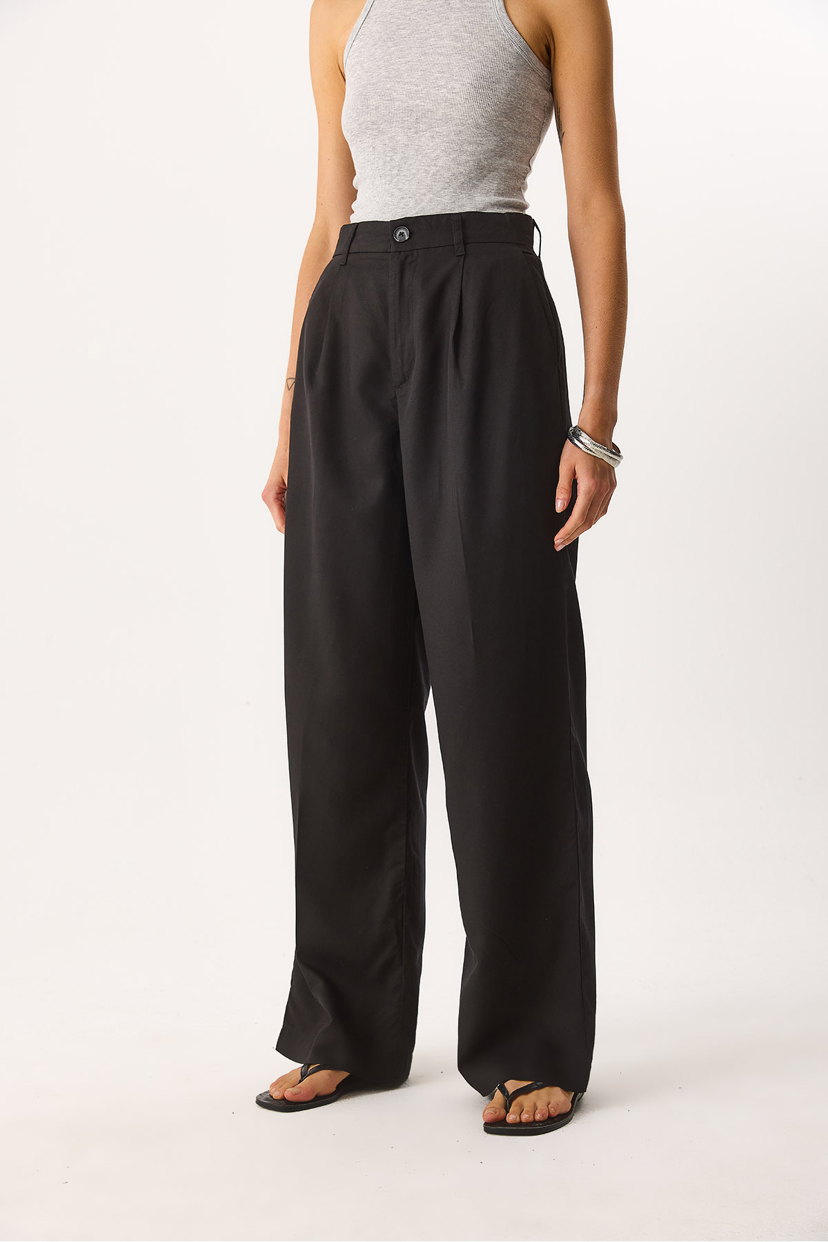 Chloe Wide Leg Palazzo %100 Lyocell Pantolon - SİYAH