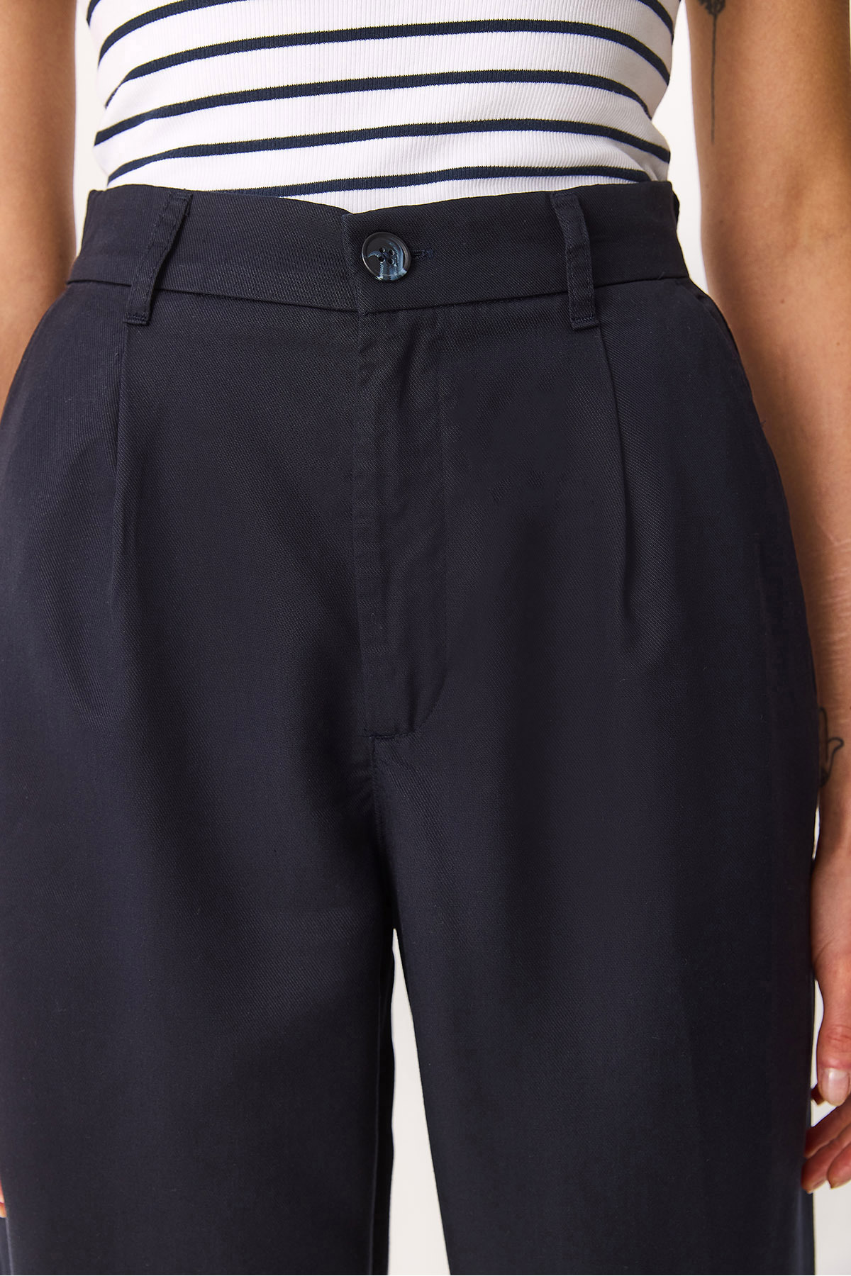 Chloe Wide Leg Palazzo %100 Lyocell Pantolon - LACİVERT