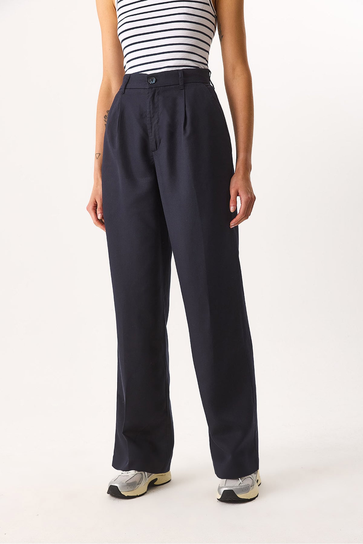Chloe Wide Leg Palazzo %100 Lyocell Pantolon - LACİVERT