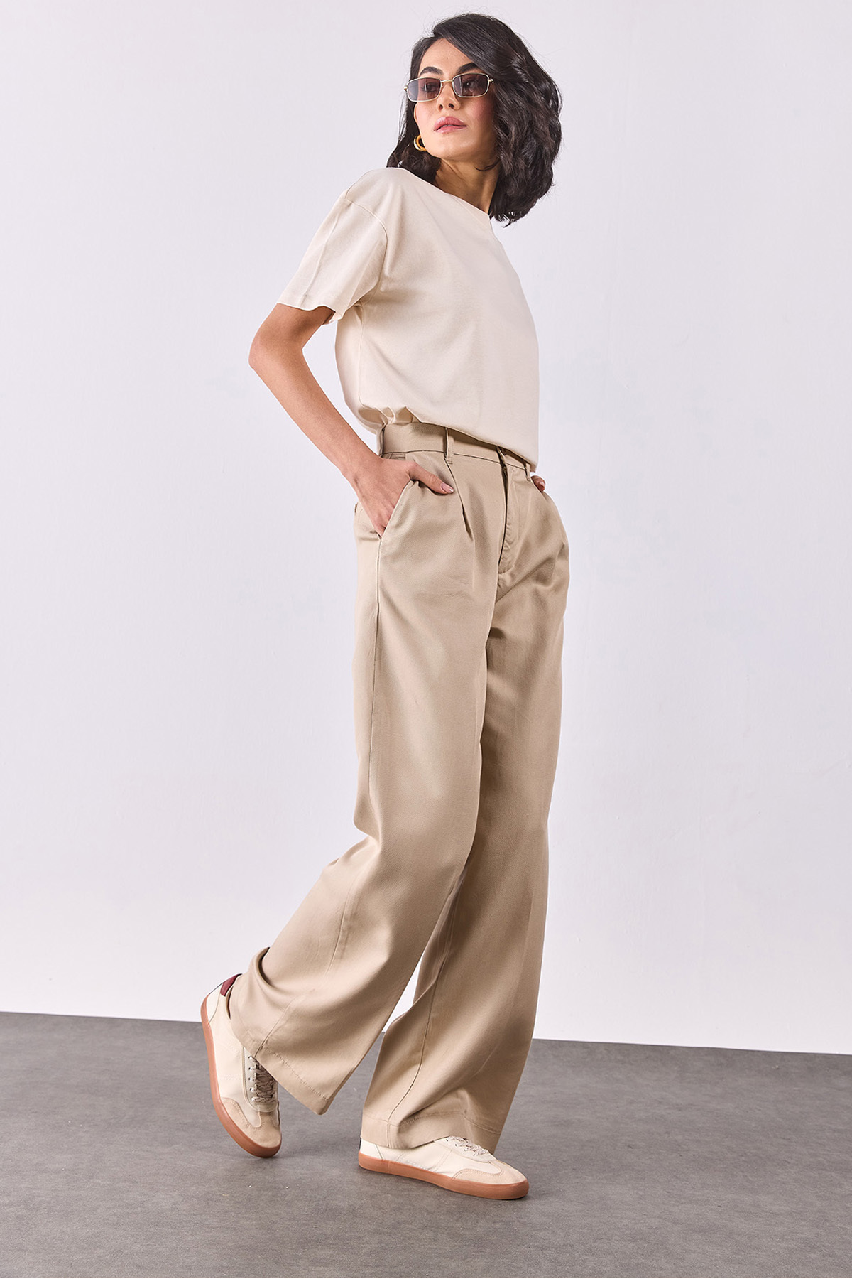 Chloe Wide Leg Palazzo Pantolon(TENCEL)(TM) - Bej