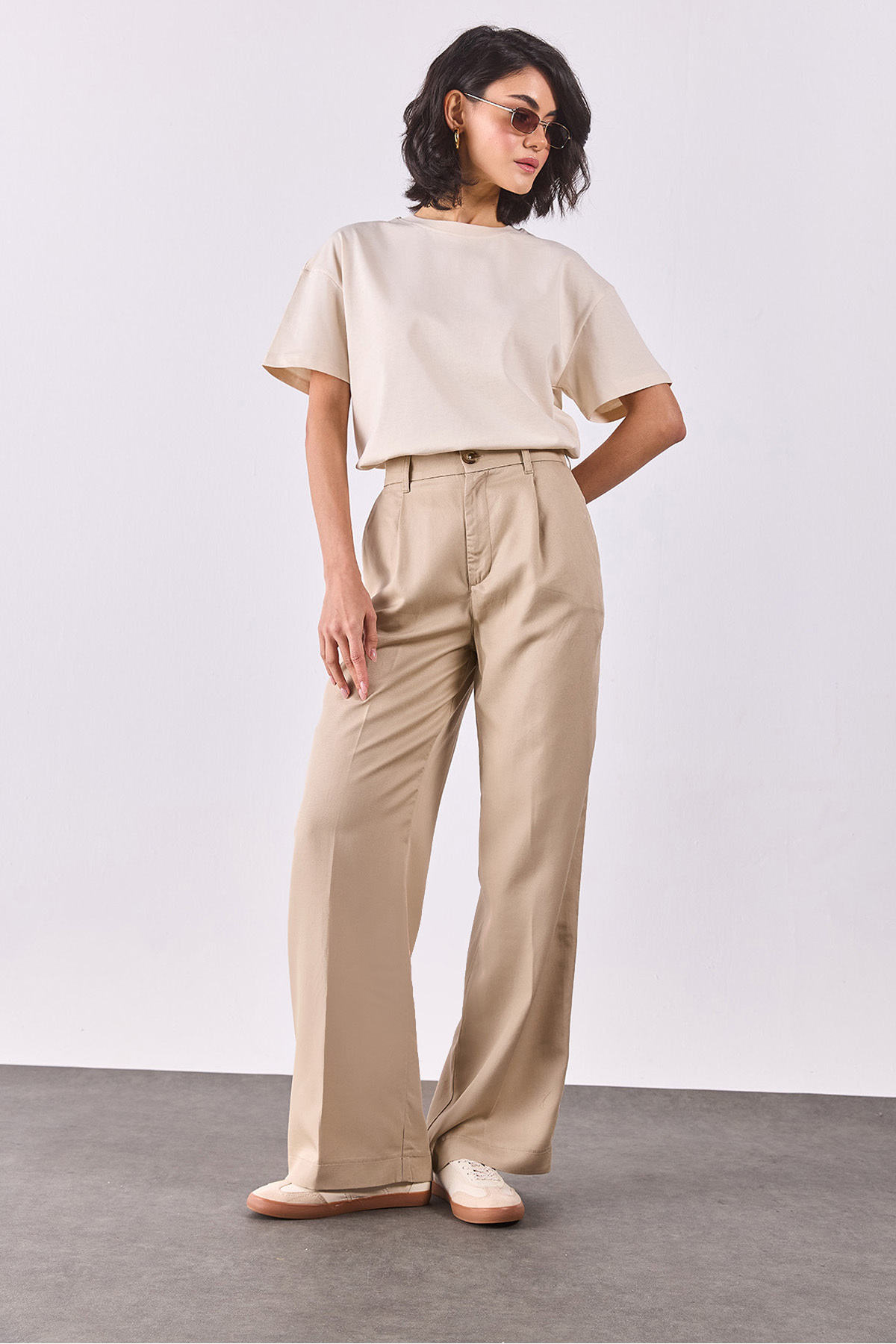 Chloe Wide Leg Palazzo Pantolon(TENCEL)(TM) - Bej