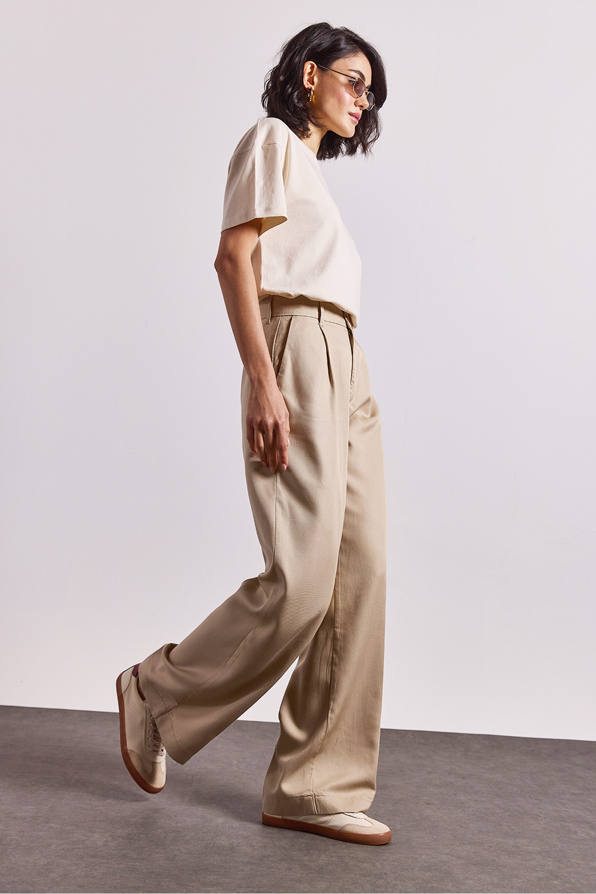 Chloe Wide Leg Palazzo Pantolon(TENCEL)(TM) - Bej