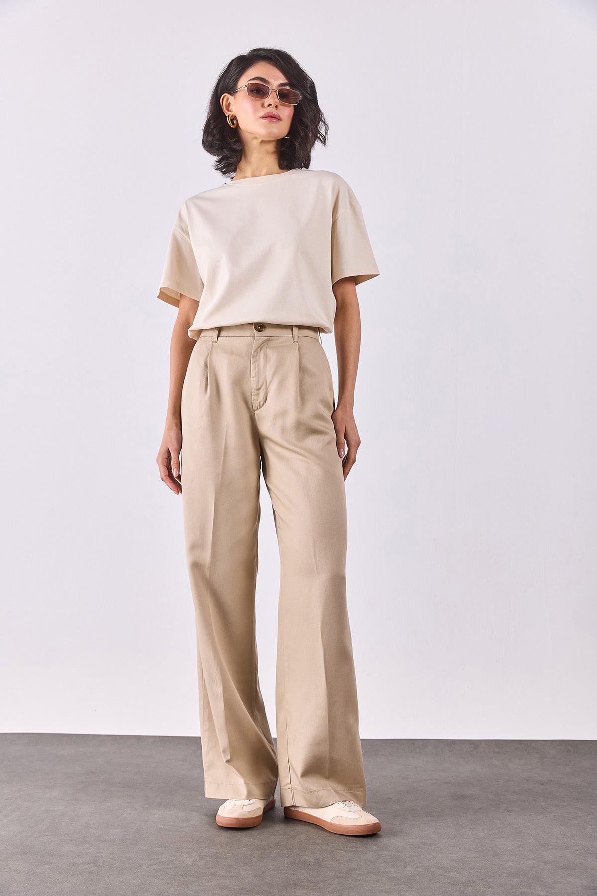 Chloe Wide Leg Palazzo Pantolon(TENCEL)(TM) - Bej