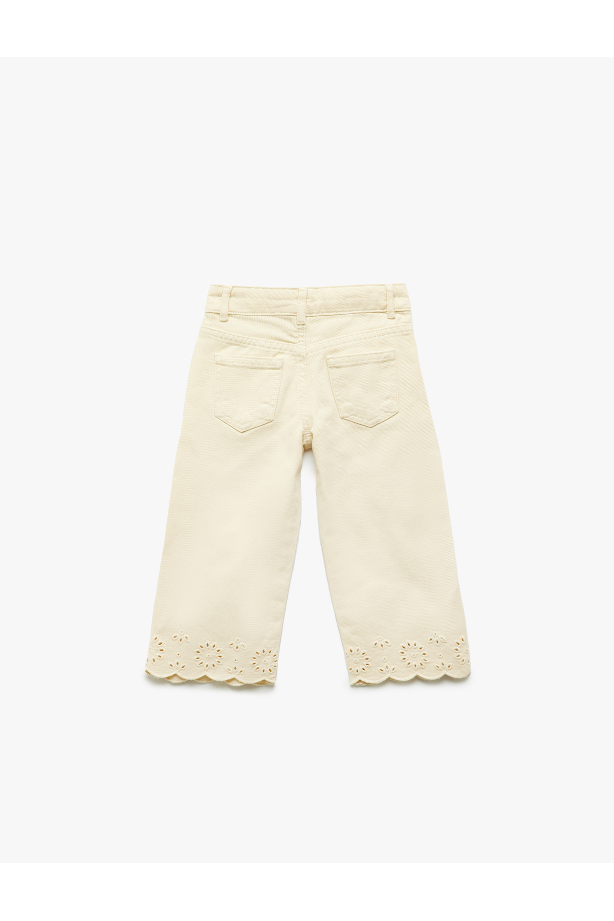 Çiçek Desenli Brodeli Pamuklu Denim Pantolon