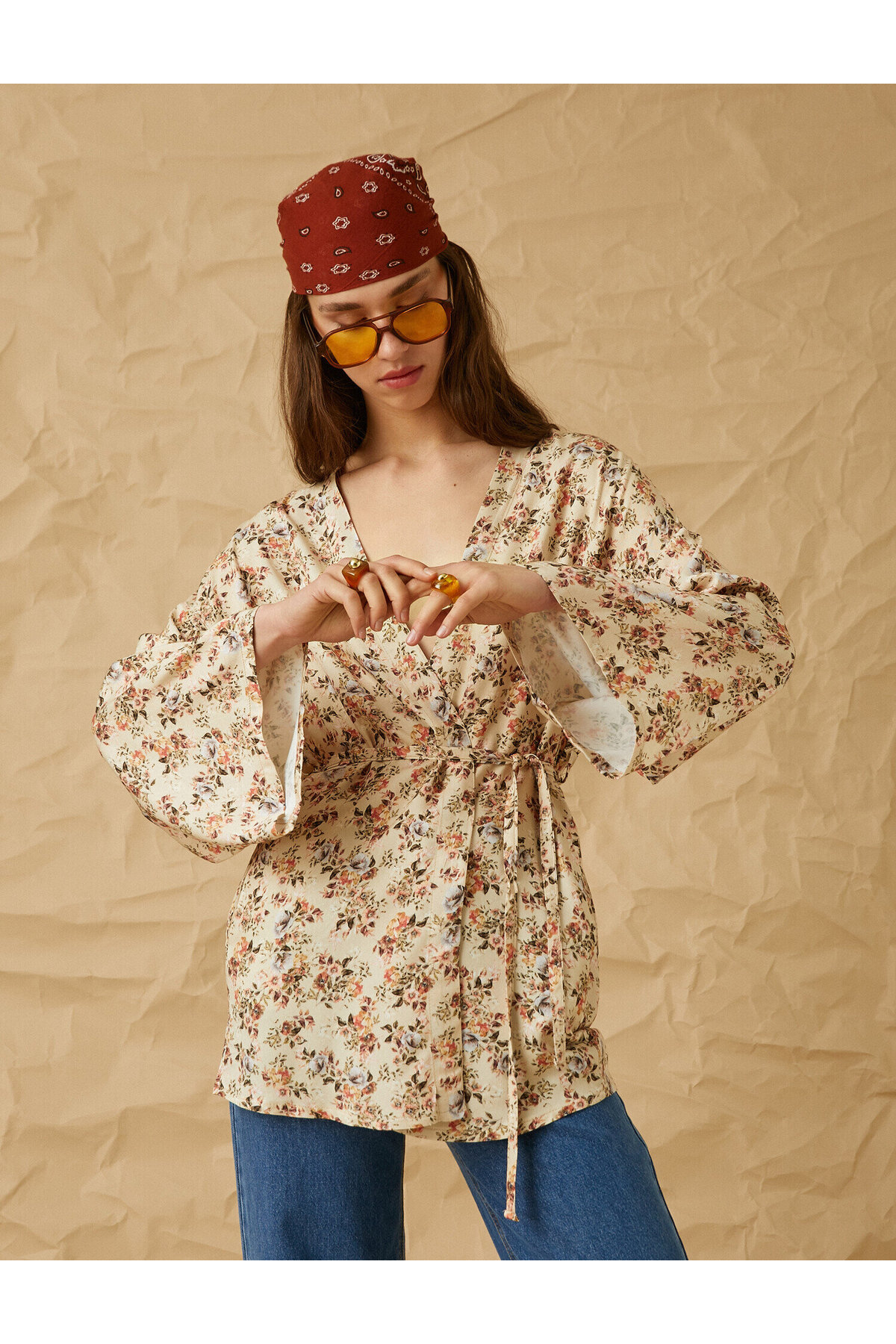 Çiçek Desenli Kimono