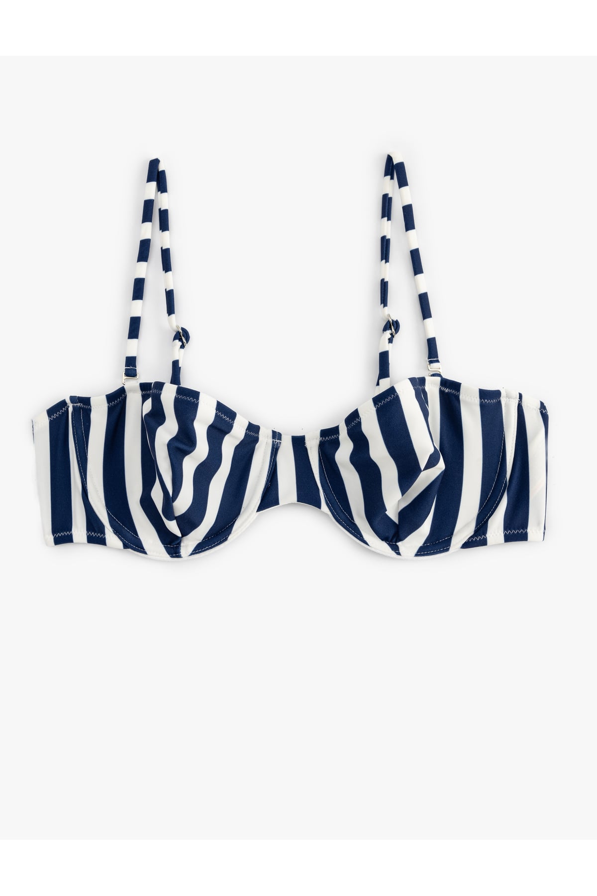 Çıkarılabilir Askı Detaylı Balenli Çizgili Bikini Üst