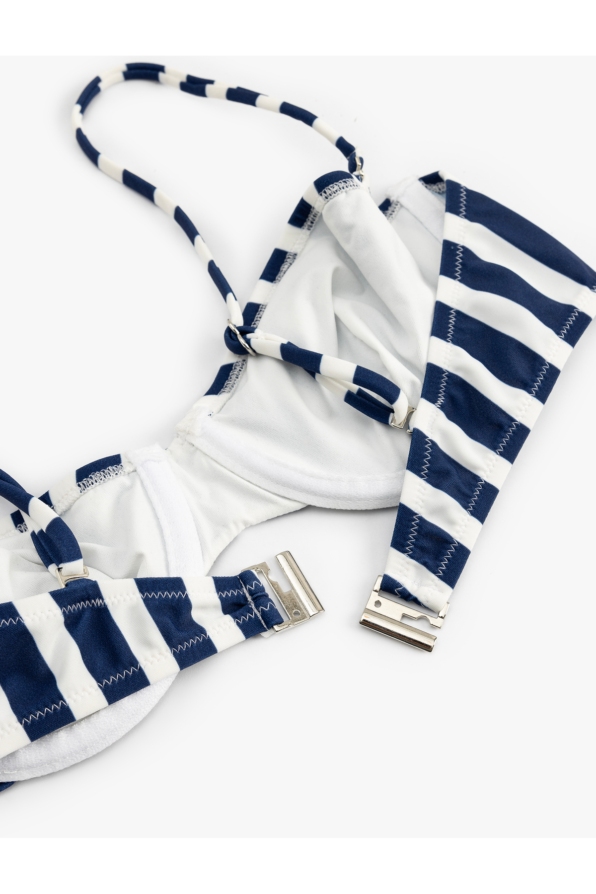 Çıkarılabilir Askı Detaylı Balenli Çizgili Bikini Üst