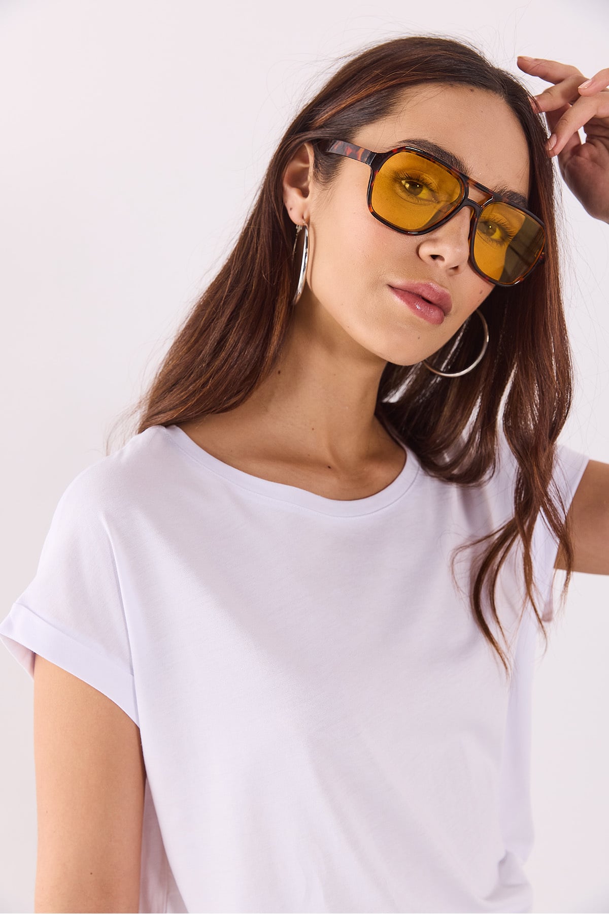 Cindy Bisiklet Yaka Regular Fit Basic Modal Tişört(TENCEL)(TM) - BEYAZ
