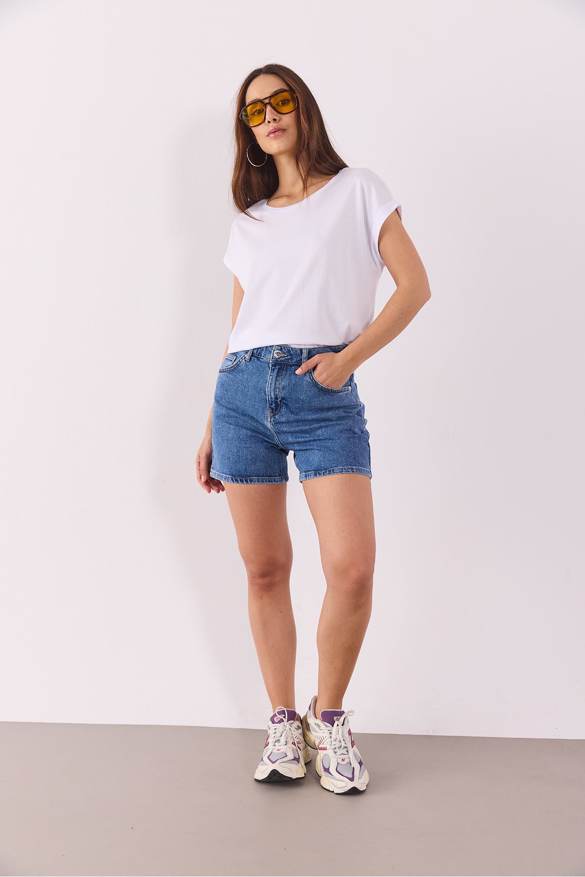 Cindy Bisiklet Yaka Regular Fit Basic Modal Tişört(TENCEL)(TM) - BEYAZ