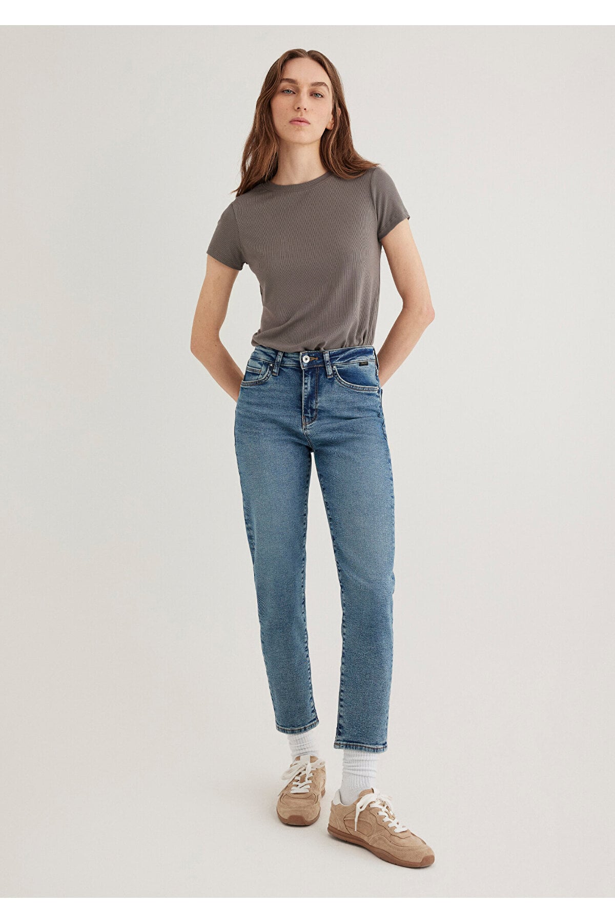 Cindy Gold Shape Puslu Indigo Mavisi Jean Pantolon 100277-89183