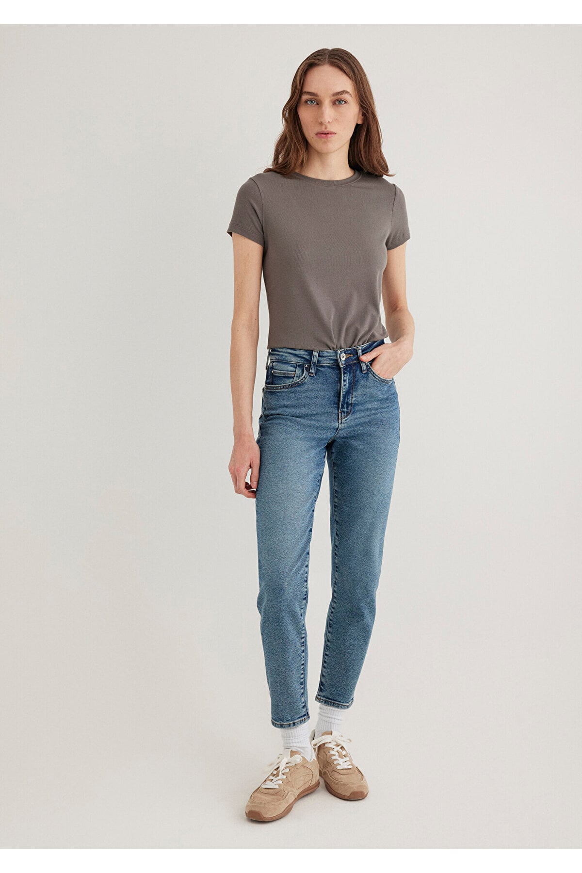 Cindy Gold Shape Puslu Indigo Mavisi Jean Pantolon 100277-89183