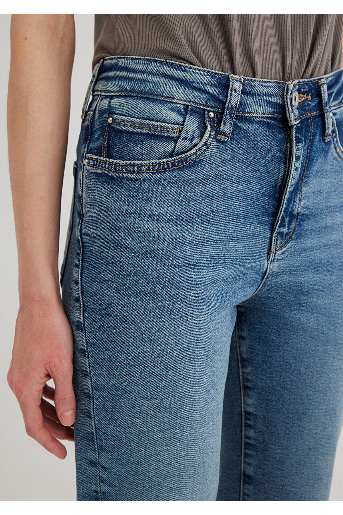 Cindy Gold Shape Puslu Indigo Mavisi Jean Pantolon 100277-89183