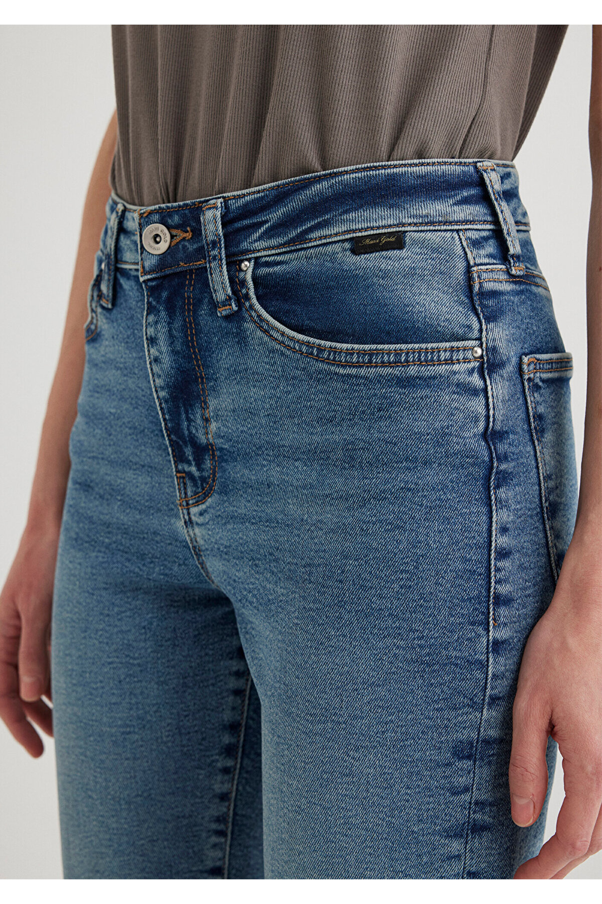 Cindy Gold Shape Puslu Indigo Mavisi Jean Pantolon 100277-89183