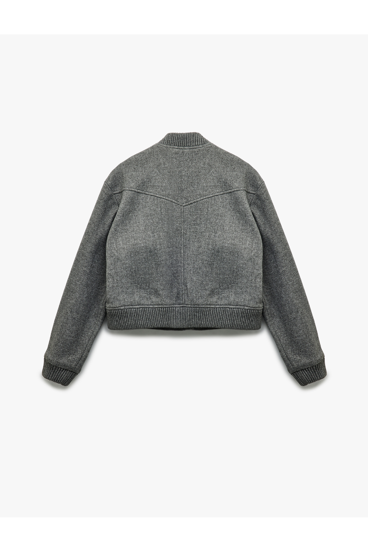 Çıtçıt Kapama Detaylı Uzun Kollu Kolej Yaka Cepli Crop Bomber Ceket