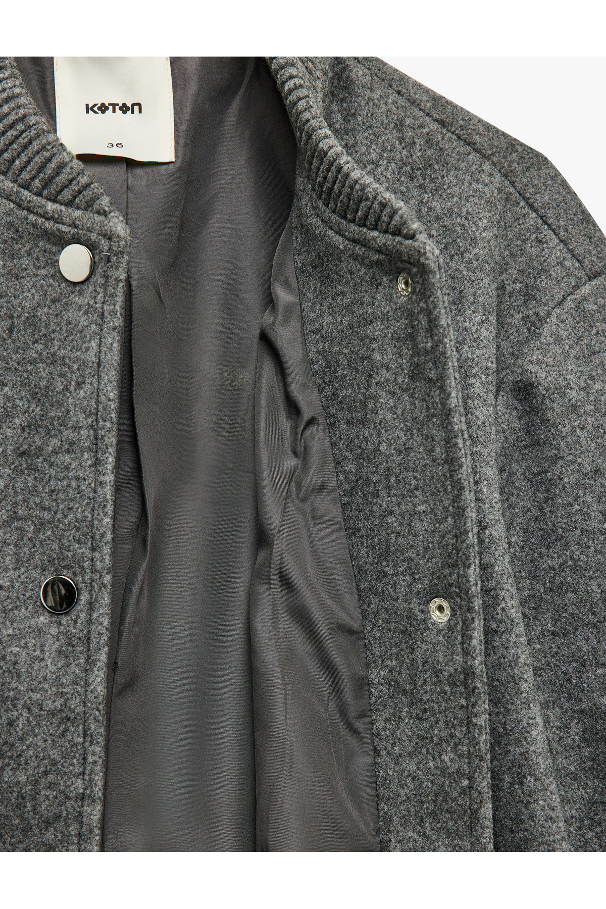 Çıtçıt Kapama Detaylı Uzun Kollu Kolej Yaka Cepli Crop Bomber Ceket