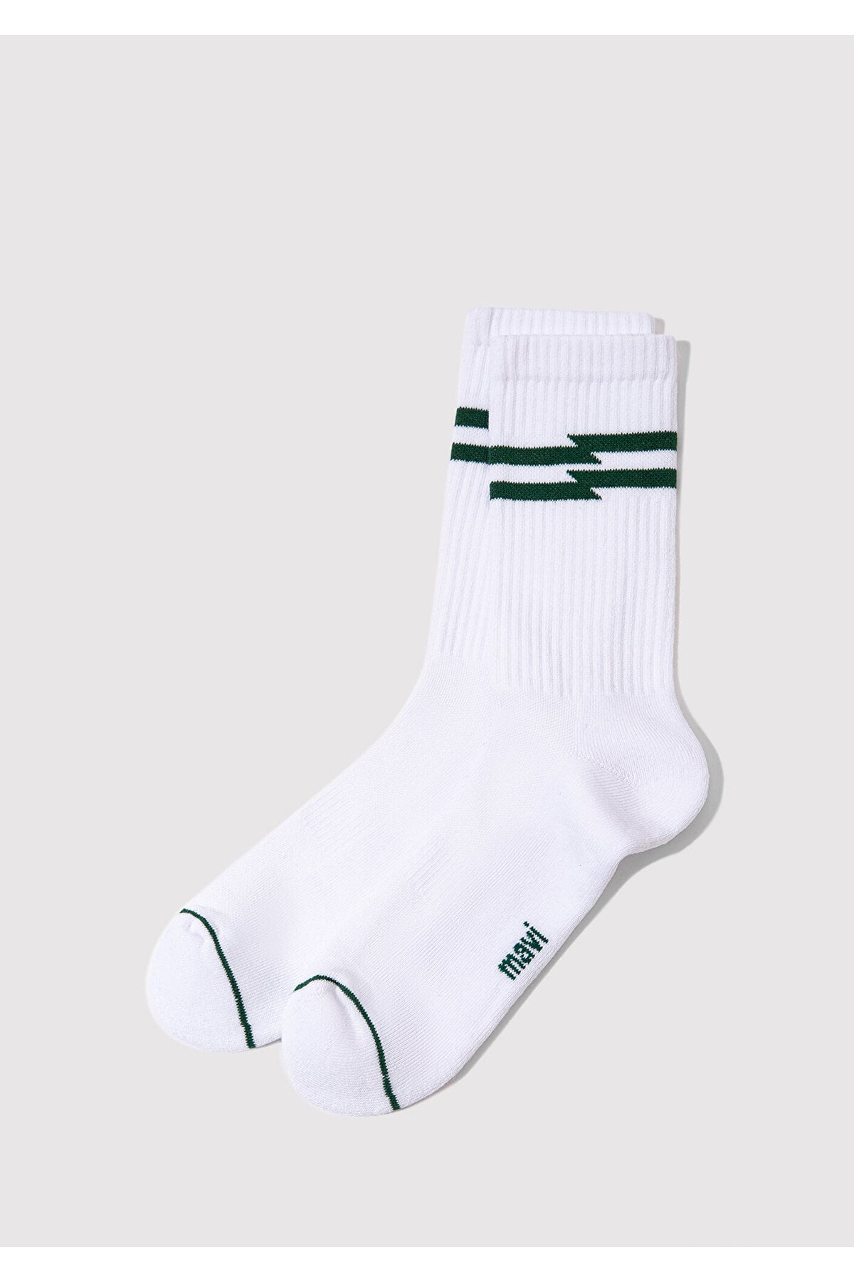 Çizgi Detaylı Beyaz Soket Çorap 0911583-620