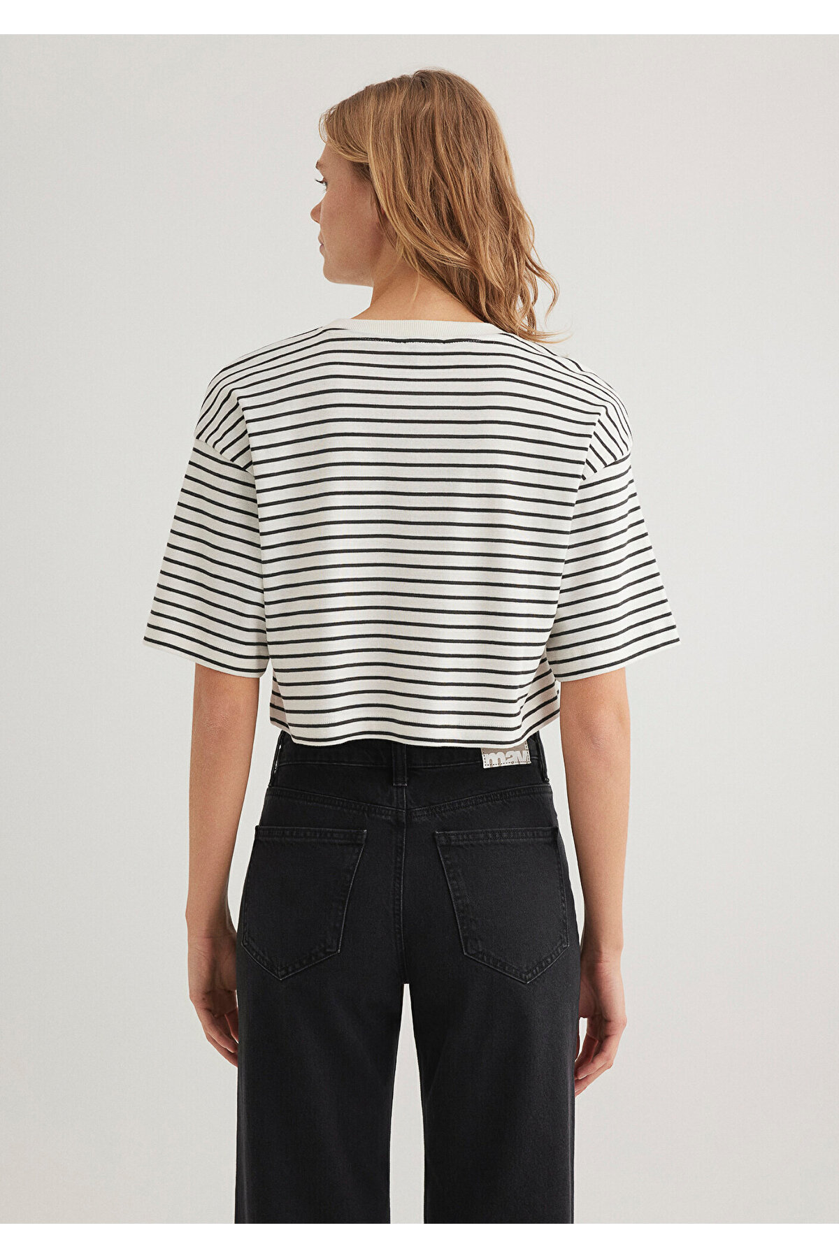 Çizgili Crop Tişört Crop / Kısa Kesim 1612700-85308