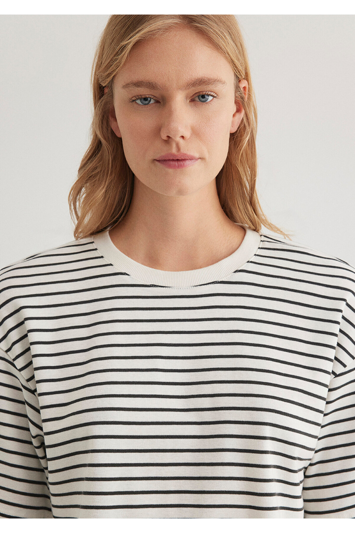 Çizgili Crop Tişört Crop / Kısa Kesim 1612700-85308