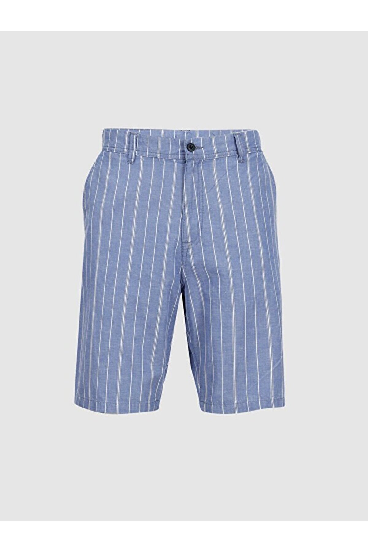 Çizgili Dokulu Mavi Şort