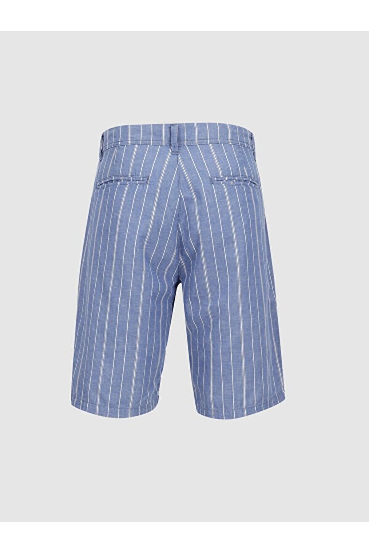 Çizgili Dokulu Mavi Şort