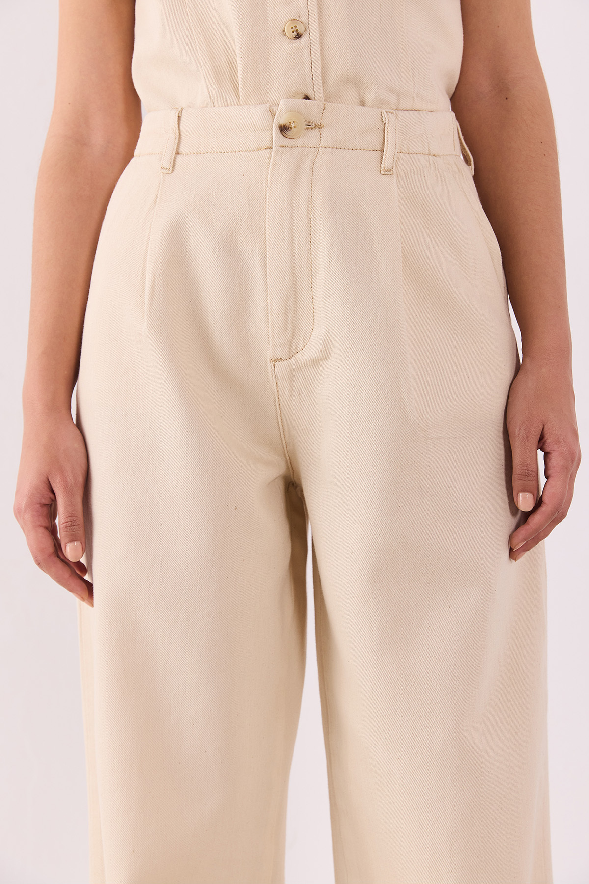 Clara Wide Leg Off White Palazzo Pantolon(TENCEL)(TM) - OFF WHITE