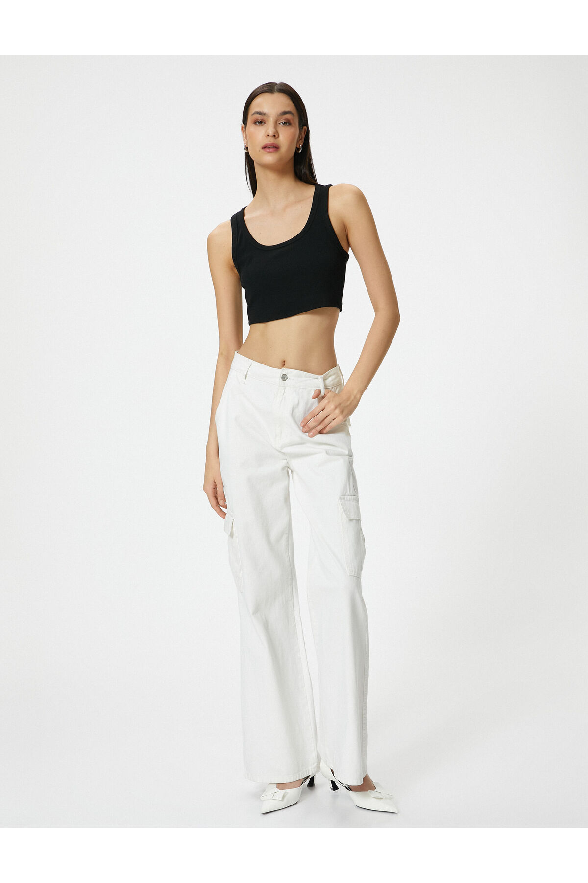 Crop Atlet Kalın Askılı U Yaka Fitilli