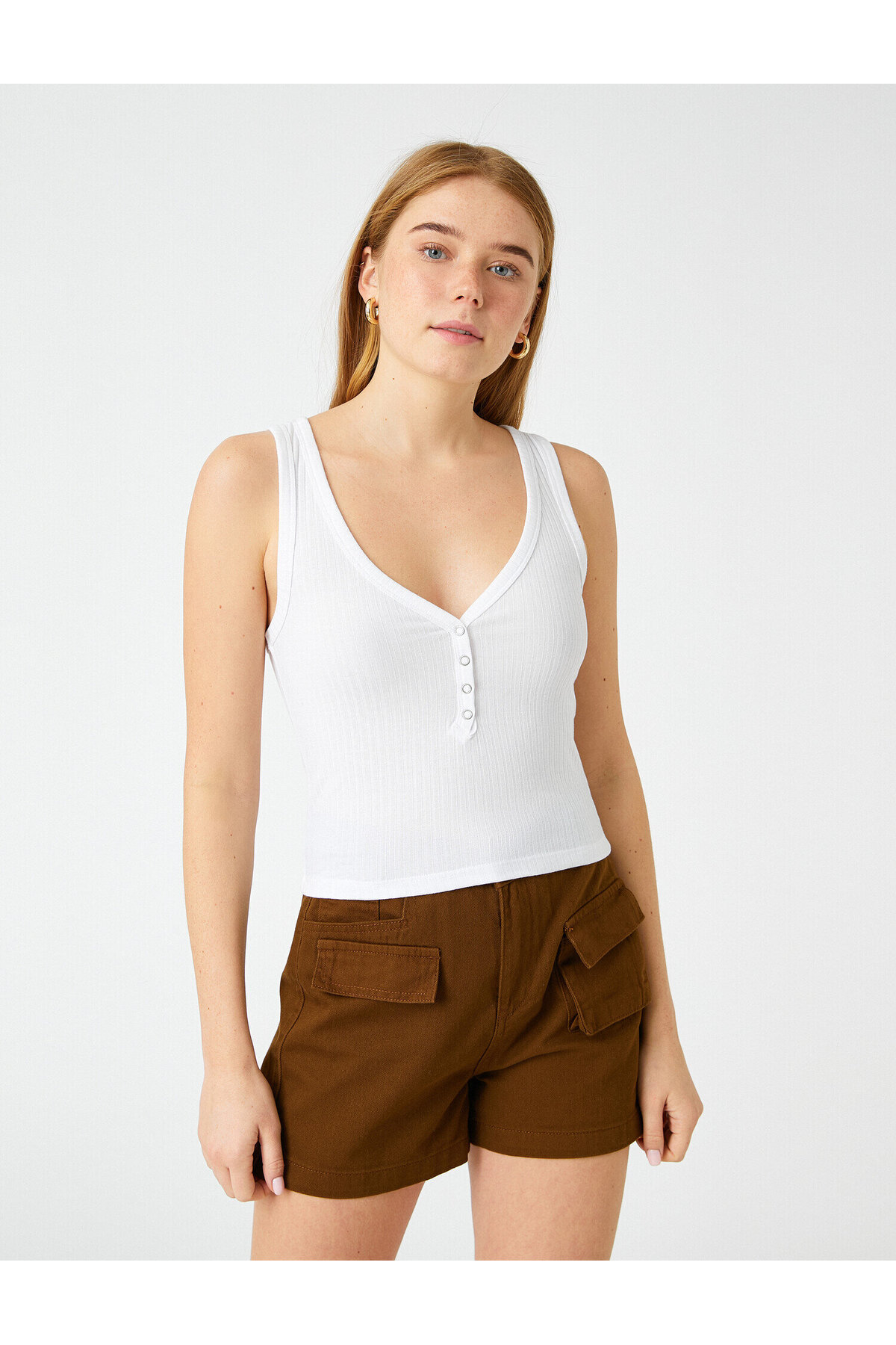 Crop Atlet V Yaka Çıtçıtlı