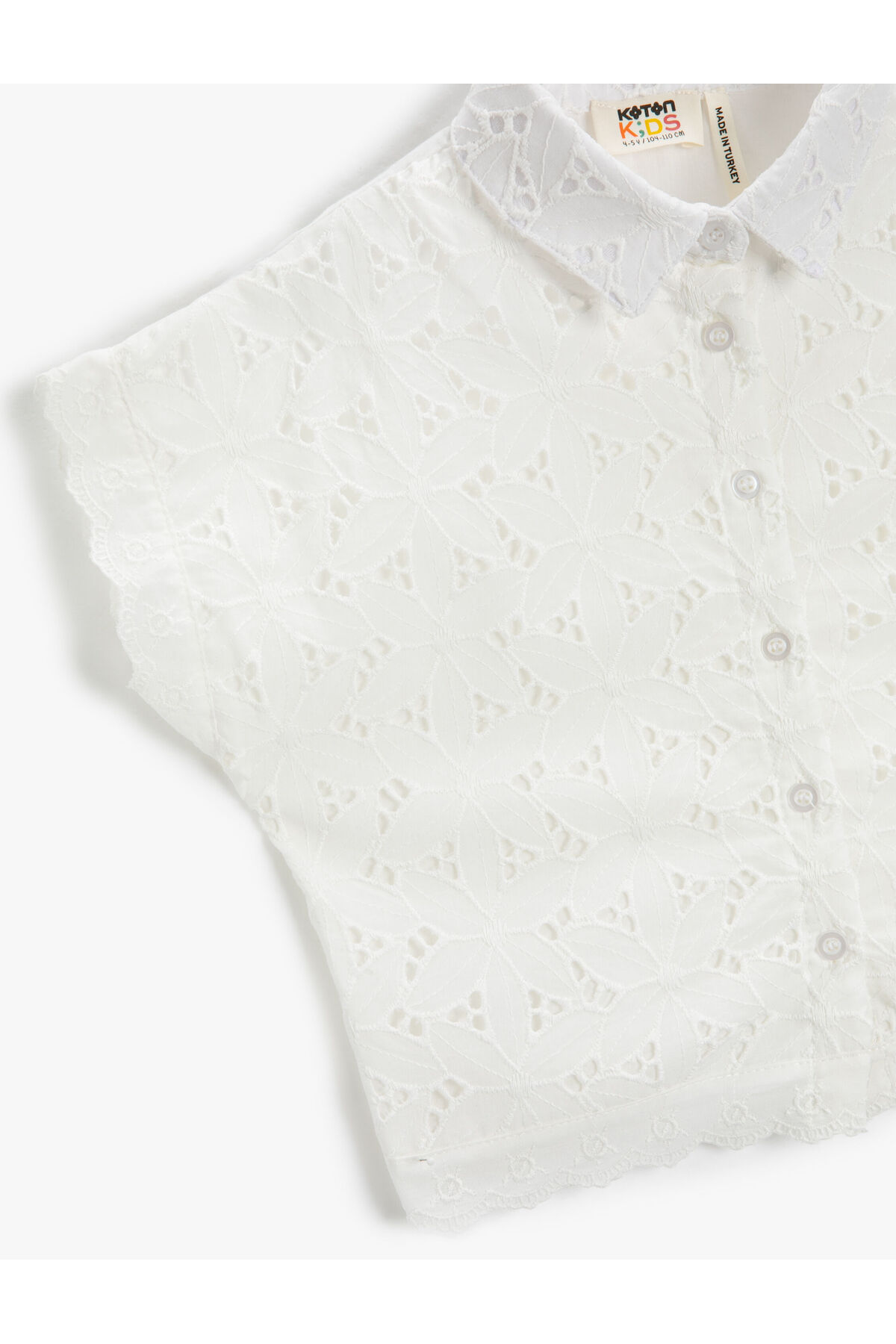 Crop Oversize Gömlek Kısa Kollu Dantelli