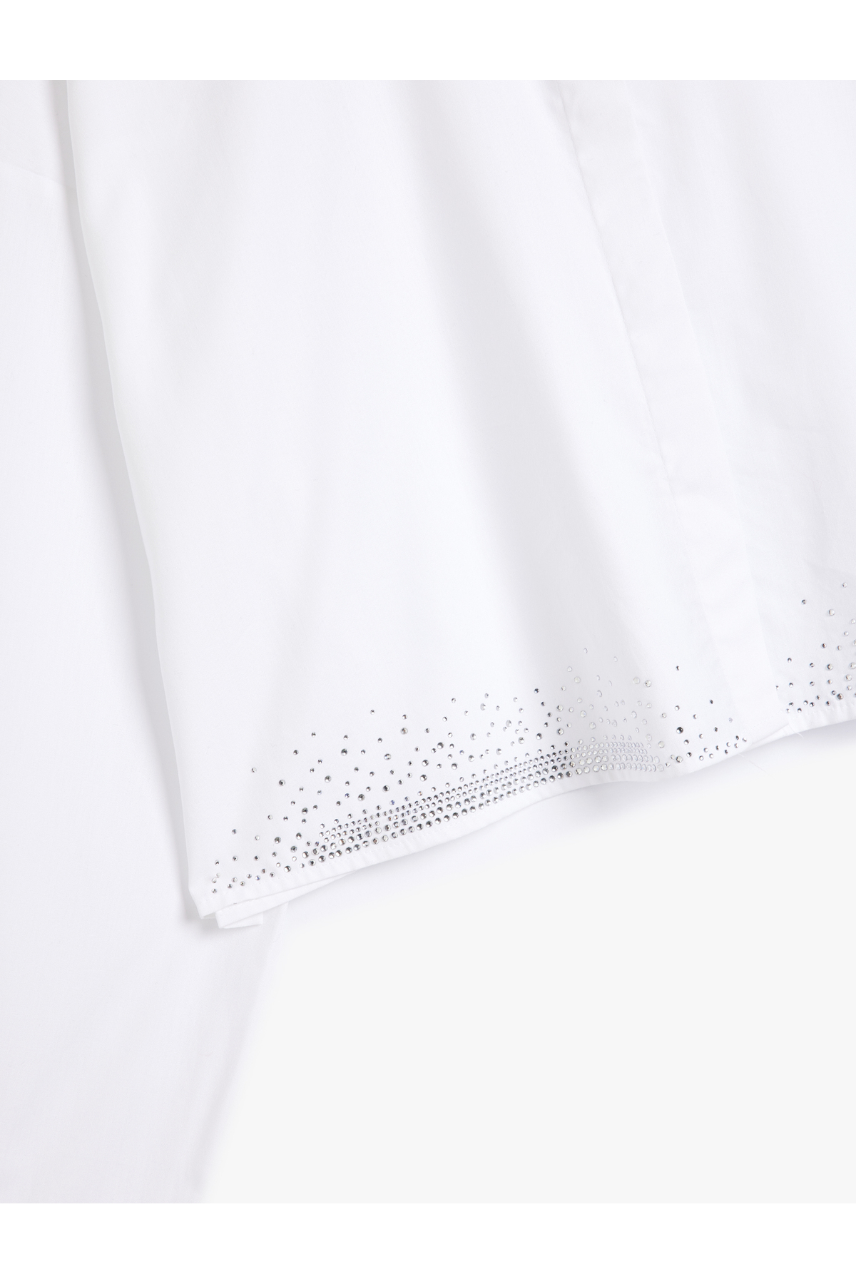 Crop Oversize Poplin Gömlek Taşlı Uzun Kollu Pamuklu