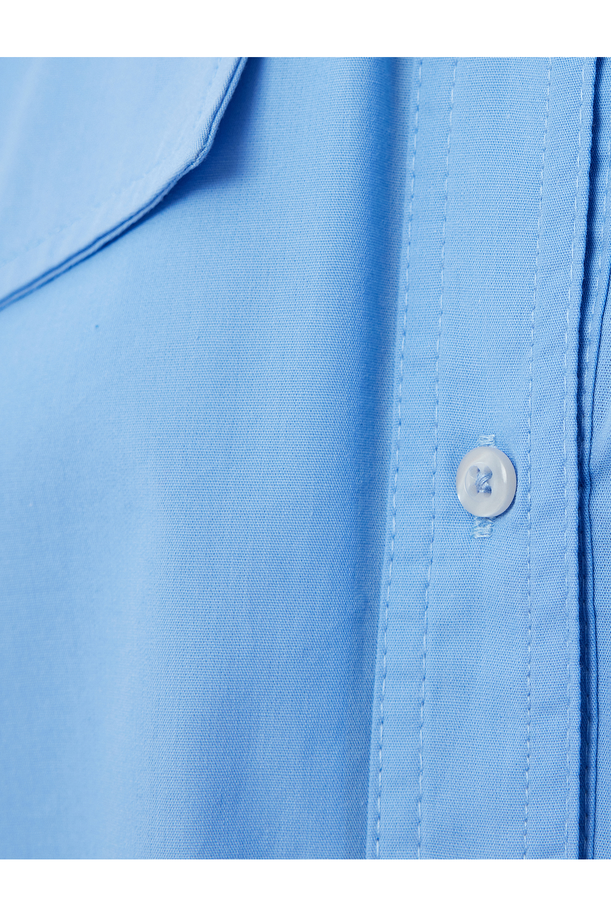 Crop Poplin Gömlek Klasik Yaka Düğmeli Renk Bloklu Cep Detaylı