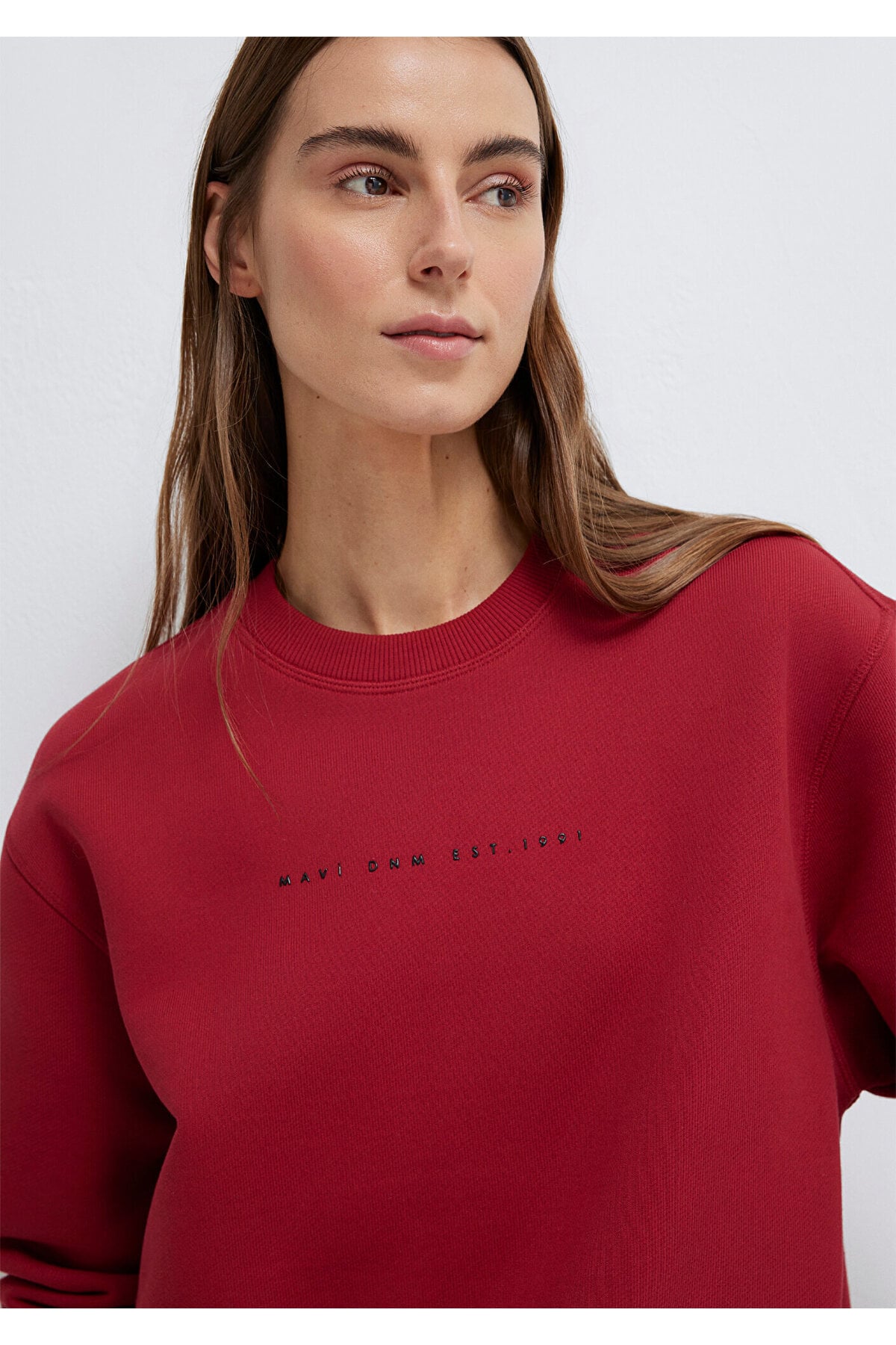 Denim Baskılı Kırmızı Sweatshirt 1S10525-70424