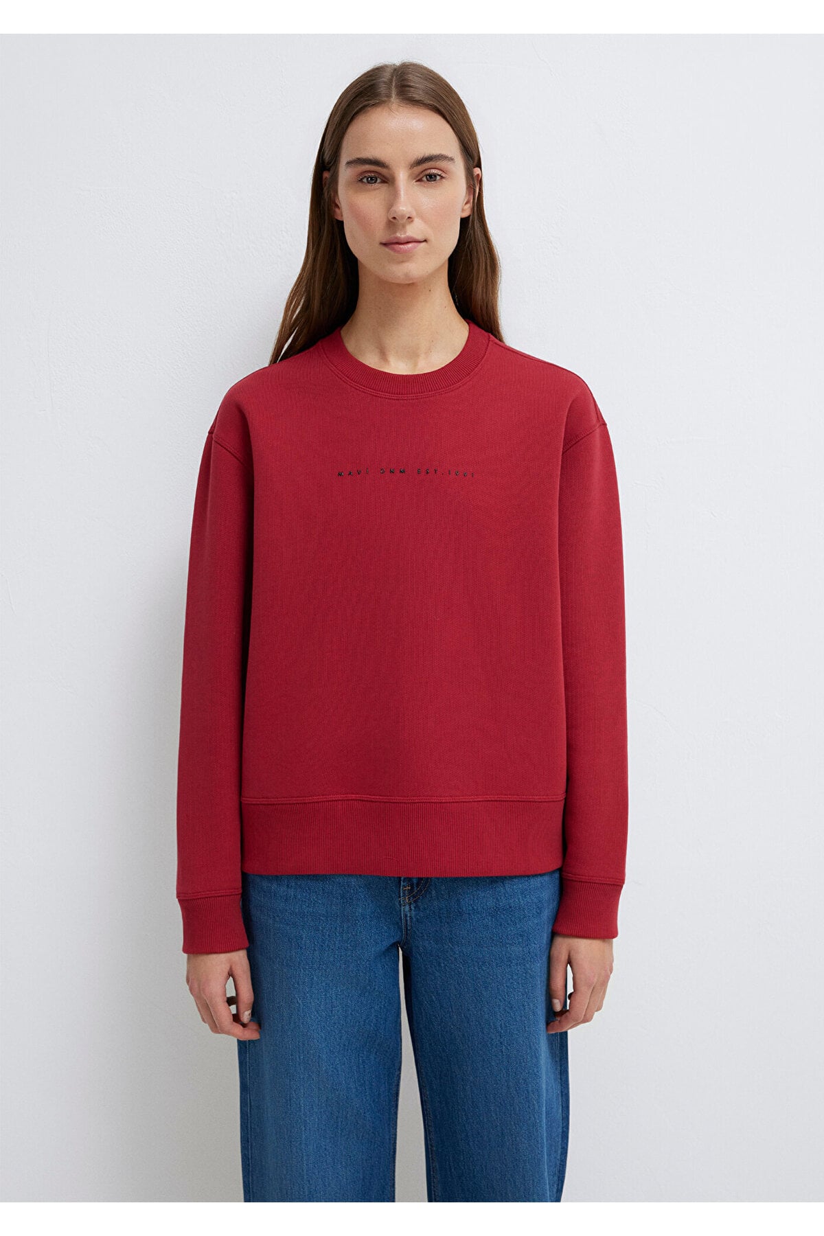 Denim Baskılı Kırmızı Sweatshirt 1S10525-70424