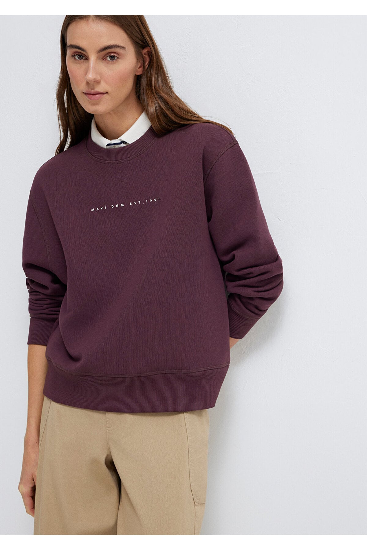 Denim Baskılı Mor Sweatshirt 1S10525-70260