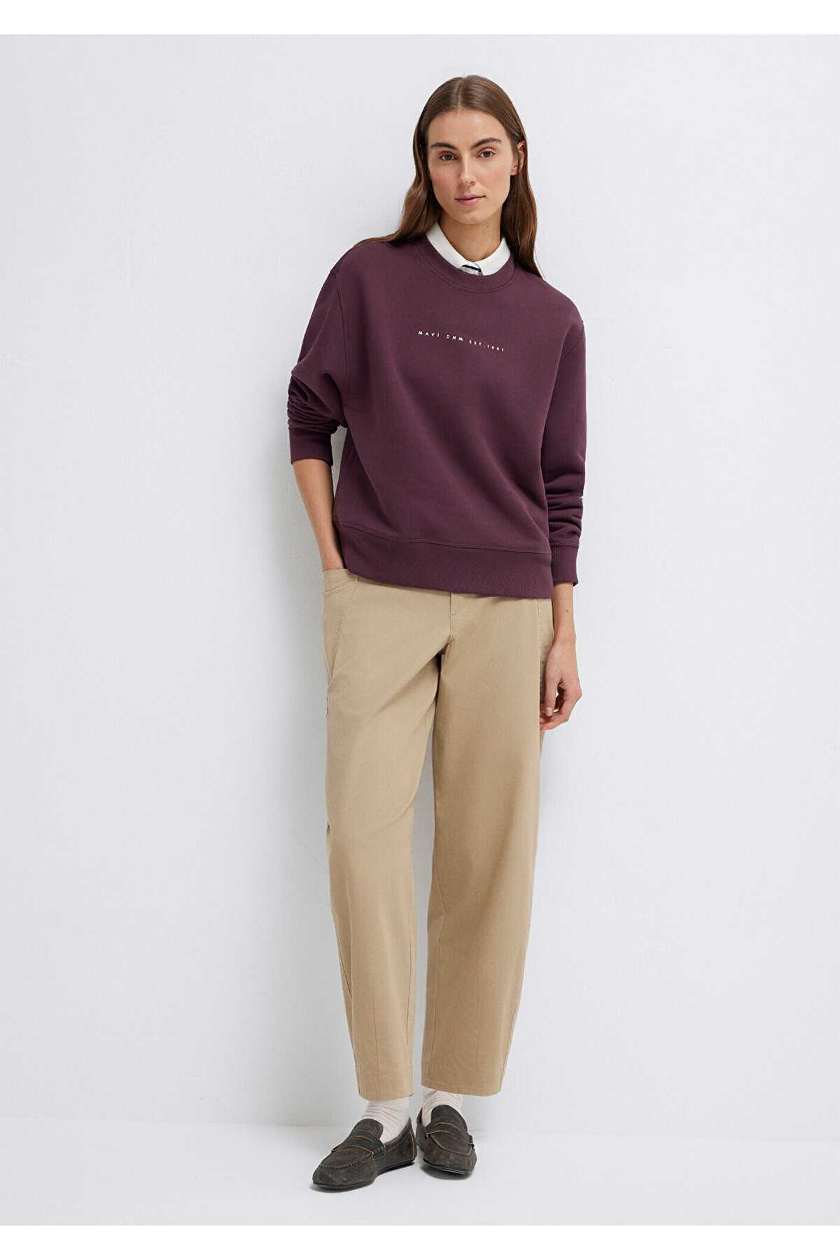 Denim Baskılı Mor Sweatshirt 1S10525-70260
