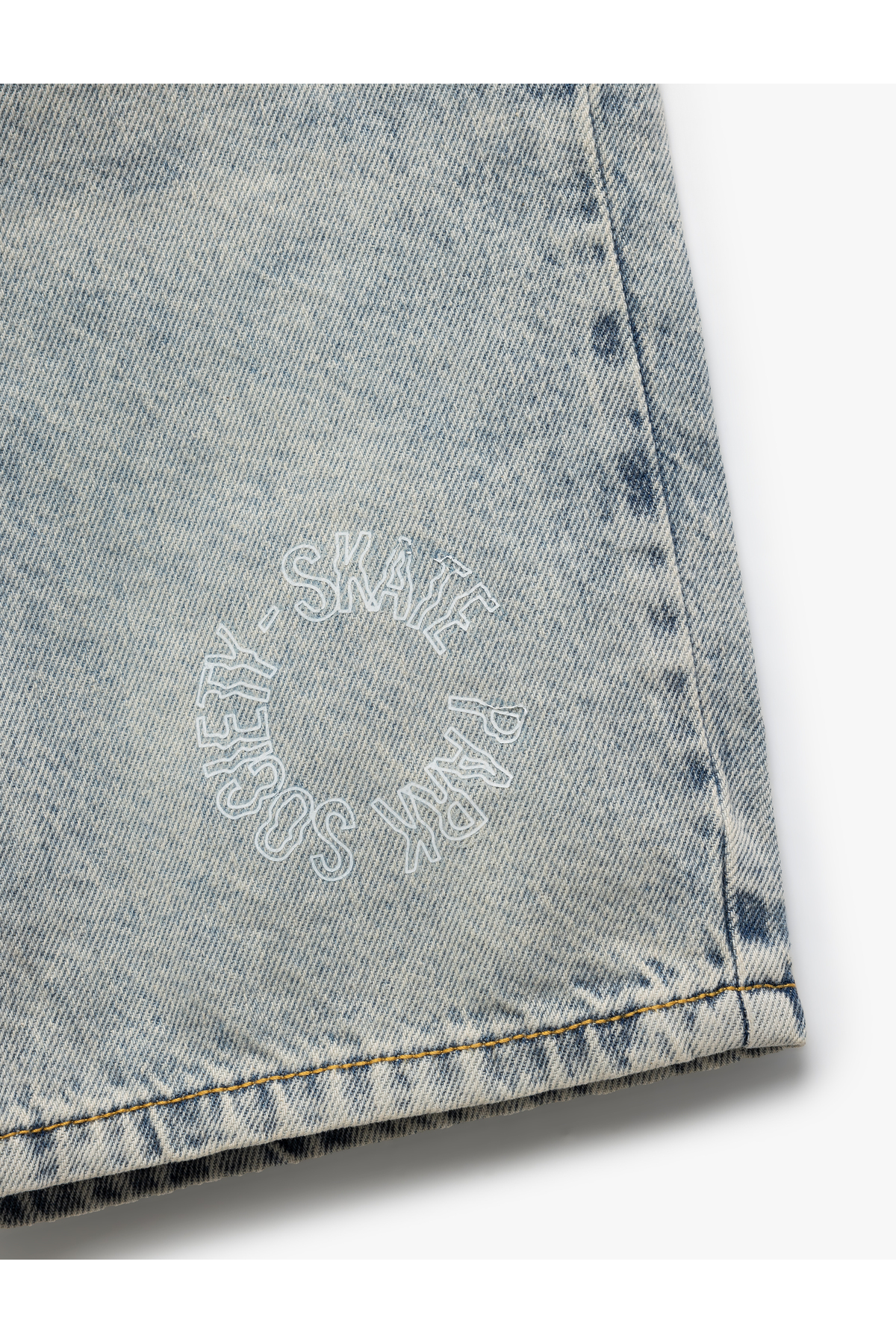 Denim Şort Beli Bağlamalı Düğmeli Cepli Pamuklu