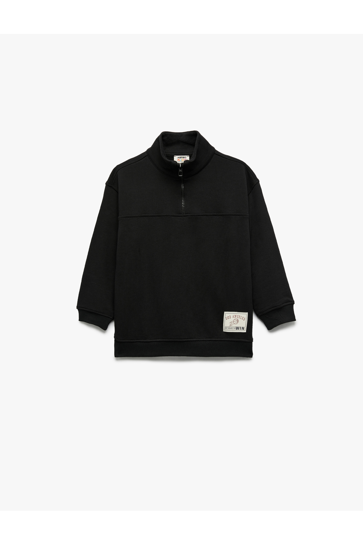Dik Yaka Uzun Kollu Pamuklu Sweatshirt
