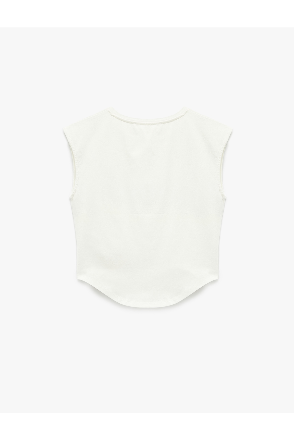 Dikiş Detaylı Slim Fit Bisiklet Yaka Kolsuz Crop Tişört