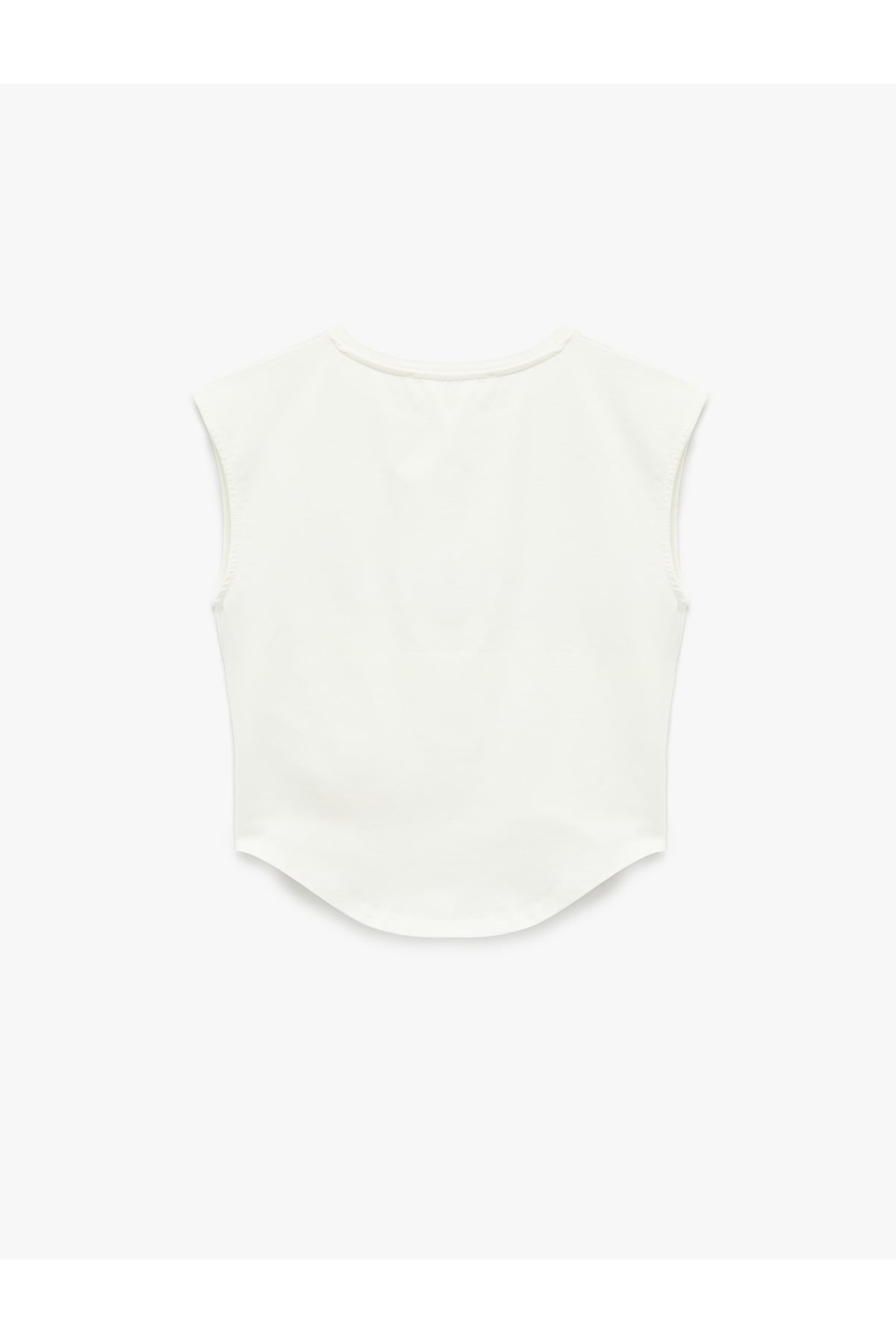 Dikiş Detaylı Slim Fit Bisiklet Yaka Kolsuz Crop Tişört