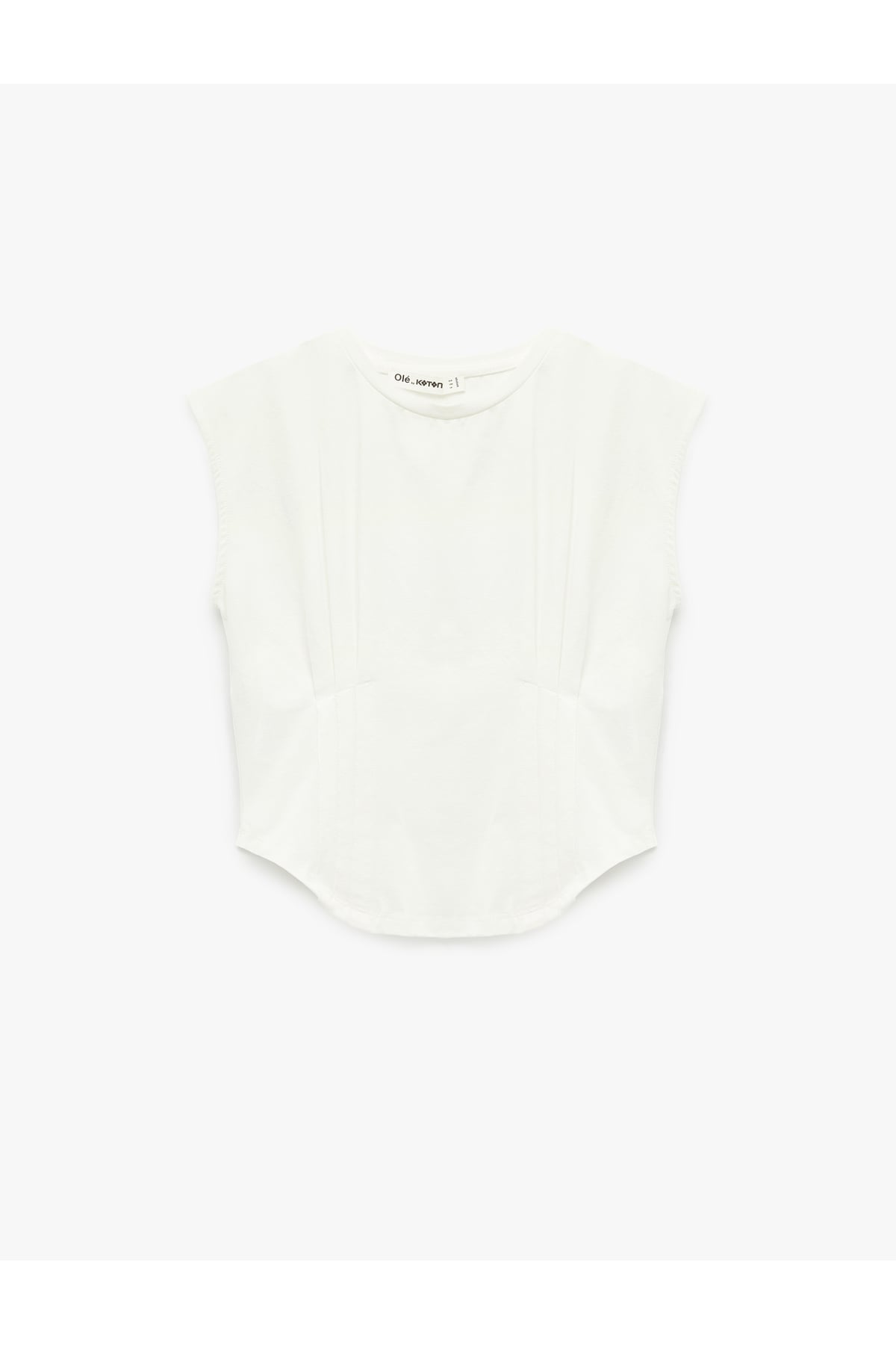 Dikiş Detaylı Slim Fit Bisiklet Yaka Kolsuz Crop Tişört
