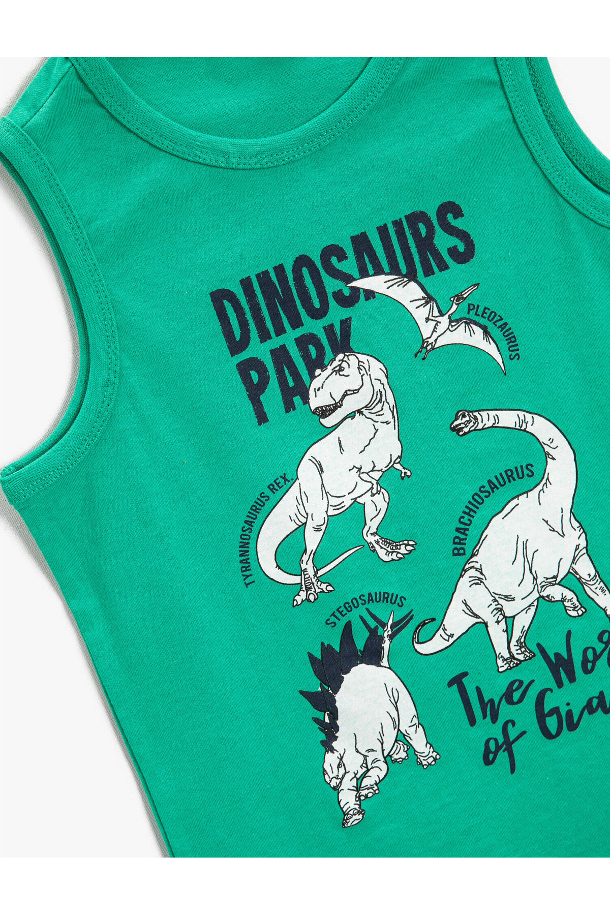 Dinozor Baskılı Atlet Bisiklet Yaka Pamuklu