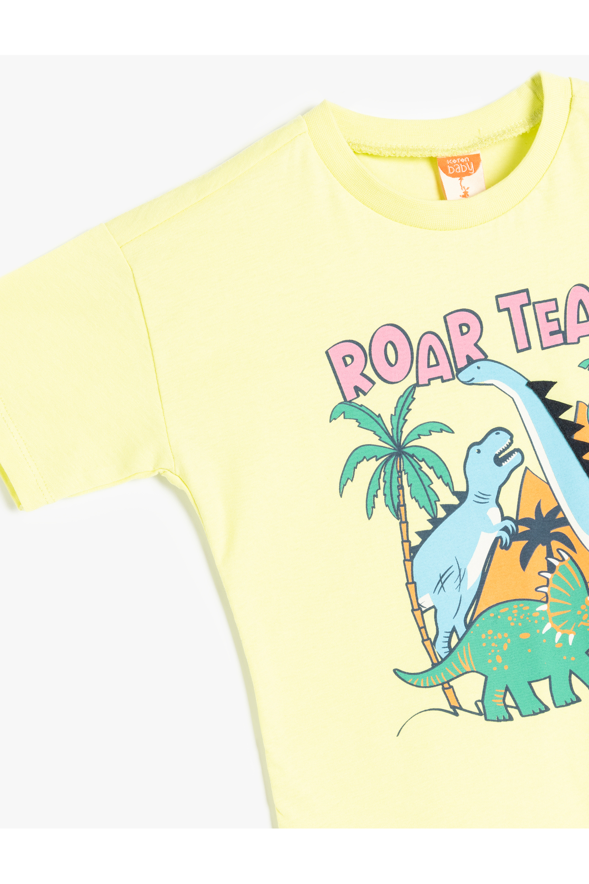 Dinozor Baskılı Bisiklet Yaka Yeşil Erkek Bebek T-Shirt 5SMB10015TK
