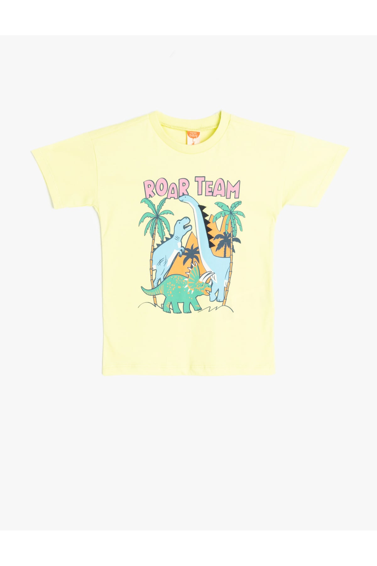Dinozor Baskılı Bisiklet Yaka Yeşil Erkek Bebek T-Shirt 5SMB10015TK