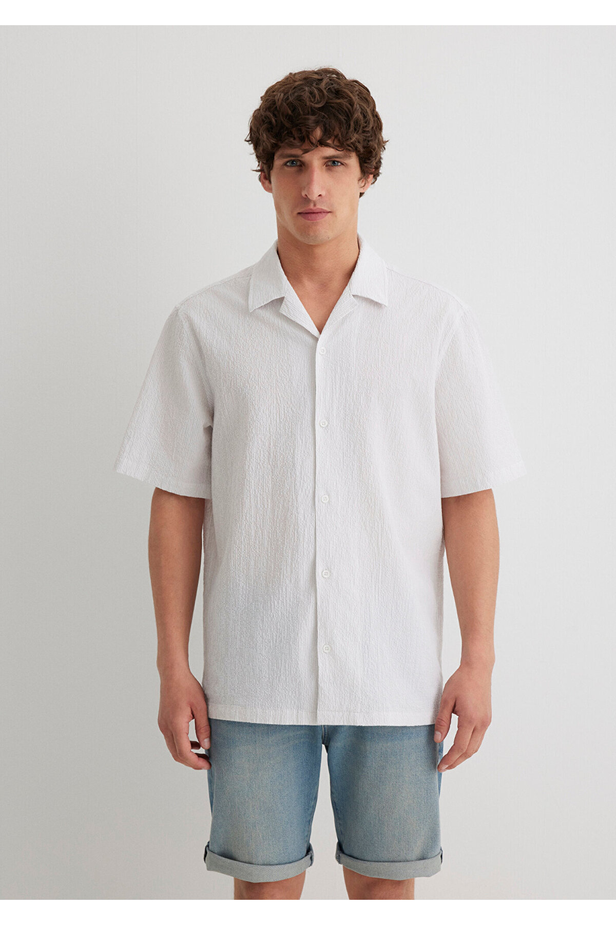 Dokulu Beyaz Gömlek Regular Fit / Normal Kesim 0211495-70144