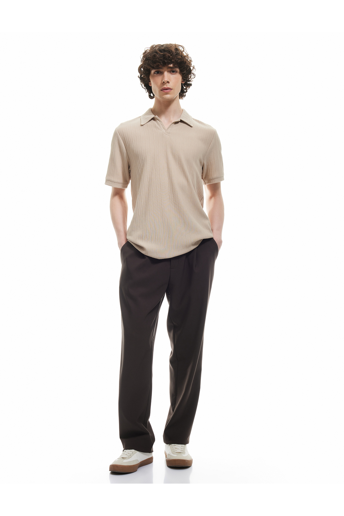 Dokulu Regular Fit Basic Kısa Kollu Polo Yaka Tişört