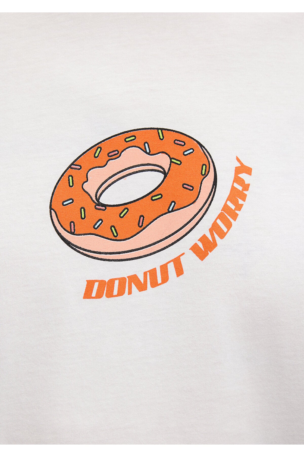 Donut Baskılı Beyaz Tişört Loose Fit / Bol Rahat Kesim 0612069-80194